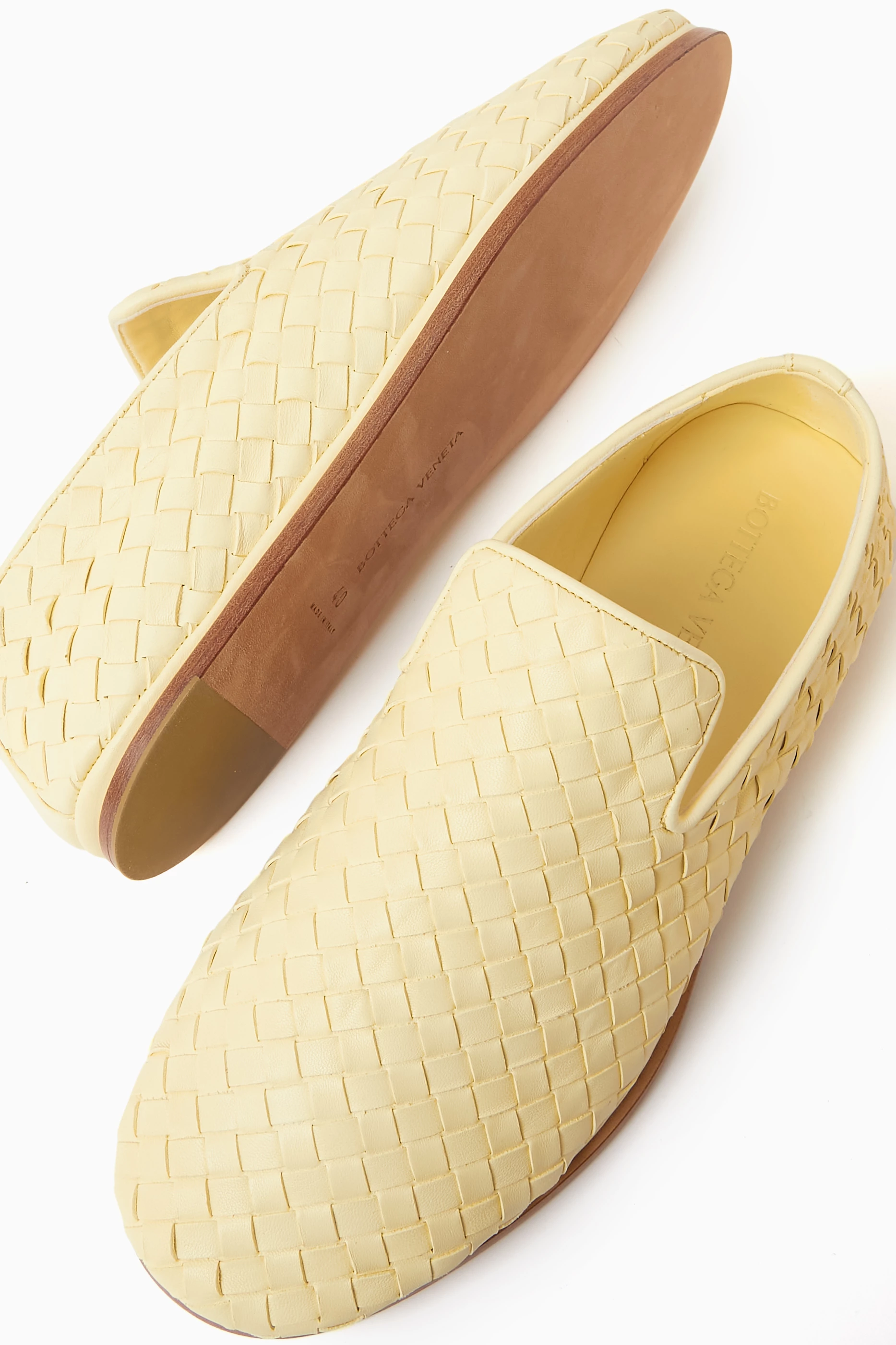 Buy Bottega Veneta Yellow Sunday Slippers in Intrecciato