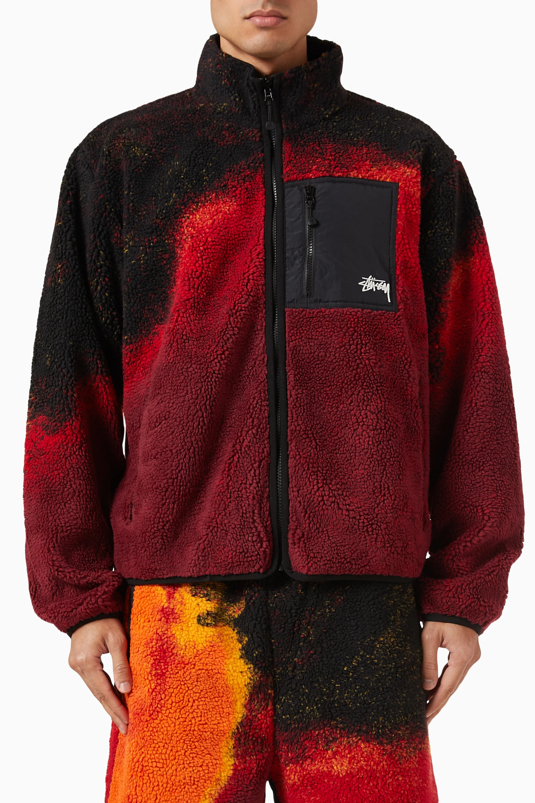 Buy Stussy Multicolour Reversible Jacket in Sherpa Fleece Nylon For Men Online Ounass UAE