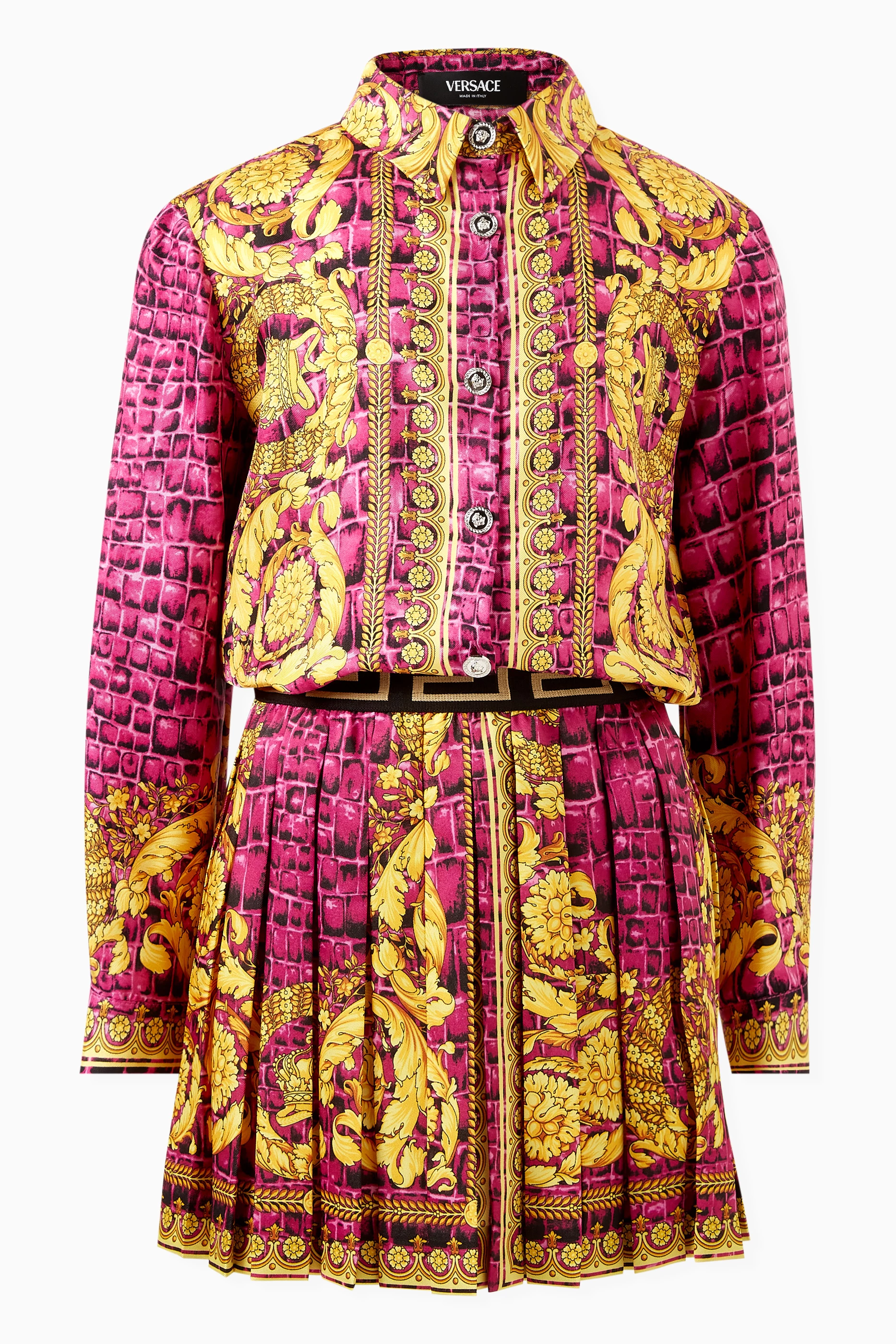 Buy Versace Multicolour Barocco-Print Shirt in Silk For Girls