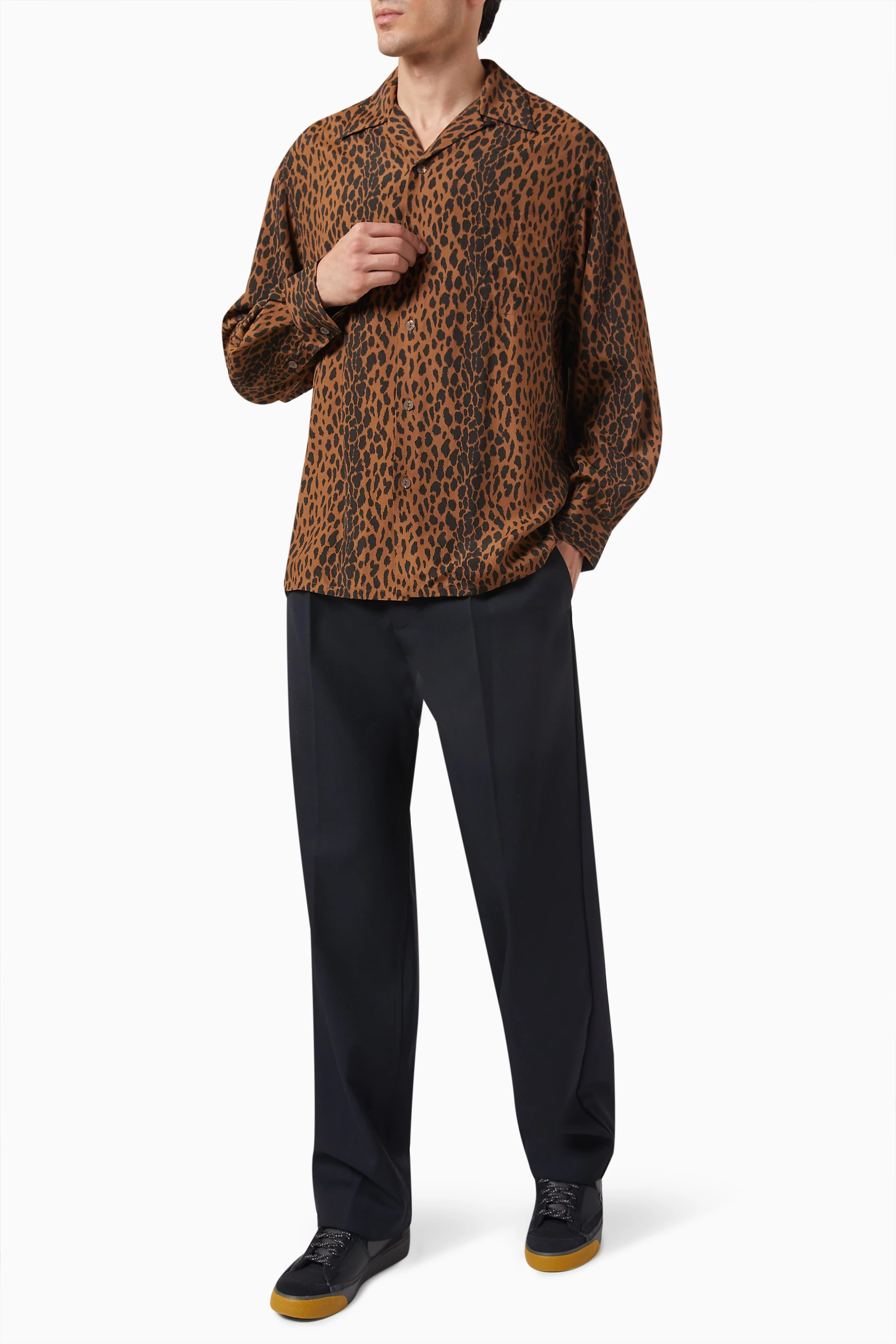 Buy WACKO MARIA Brown Leopard-print Hawaiian Shirt in Rayon For