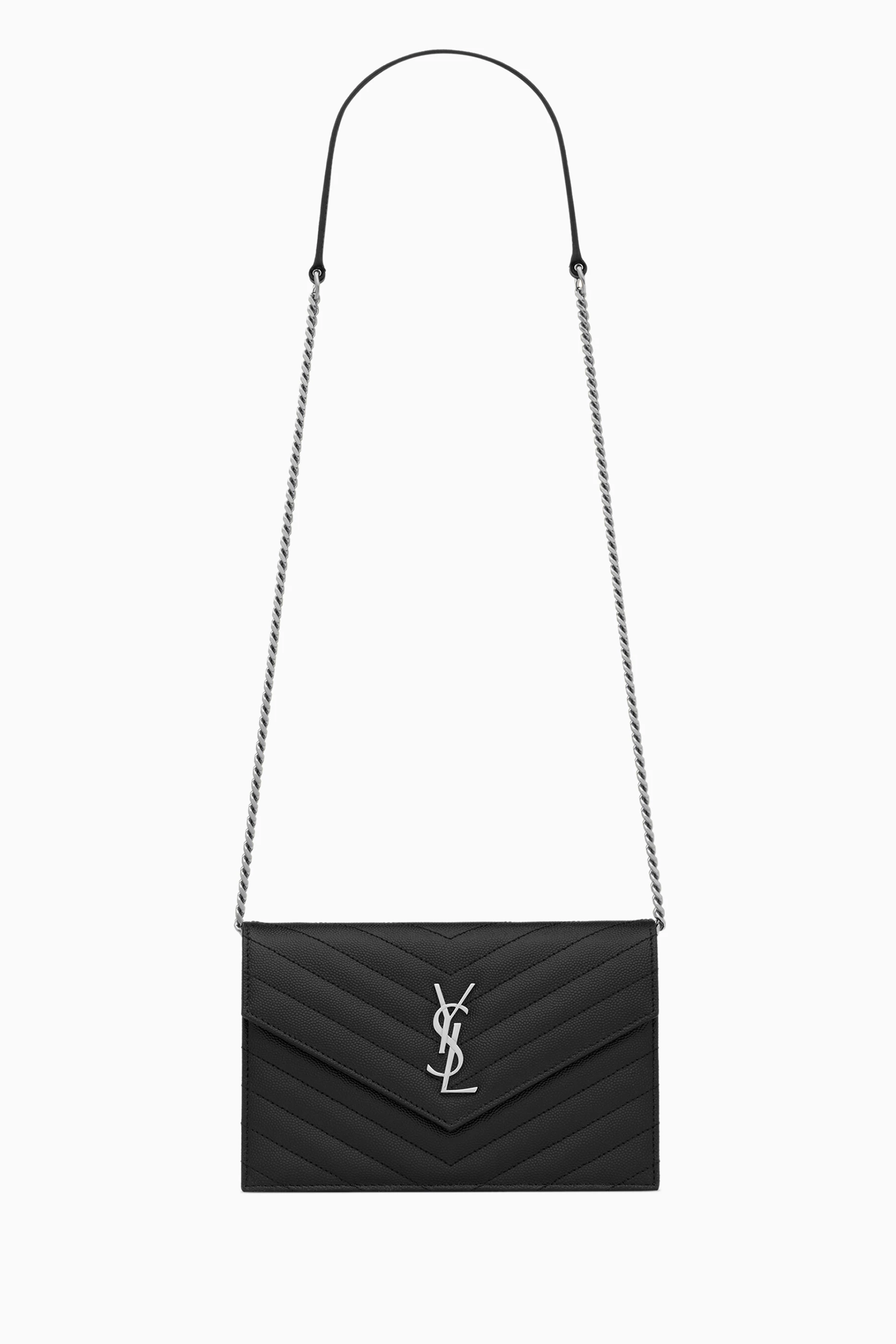 Ysl envelope chain wallet black store