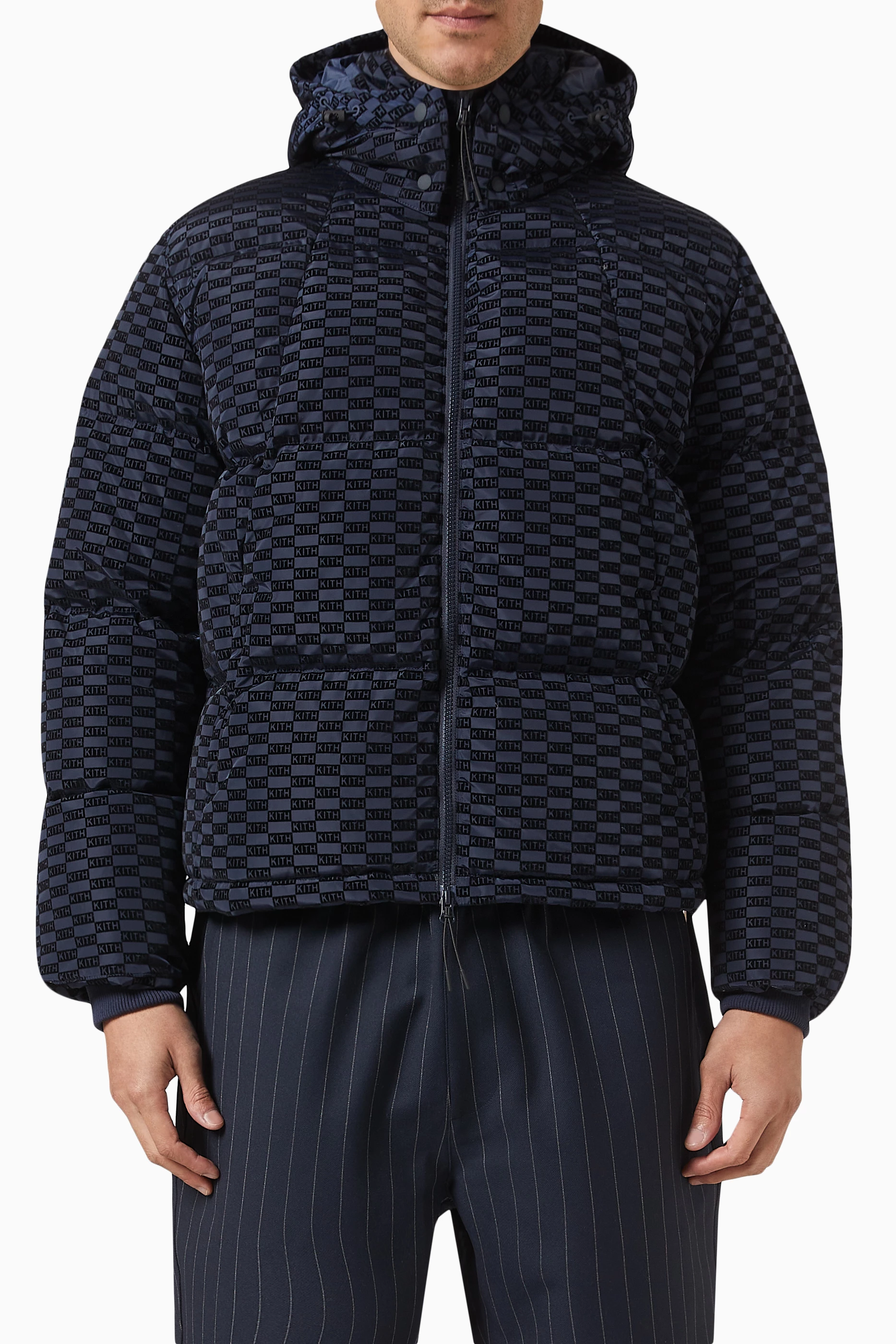 Buy Kith Blue Monogram Midi Puffer Jacket For Men Online | Ounass UAE