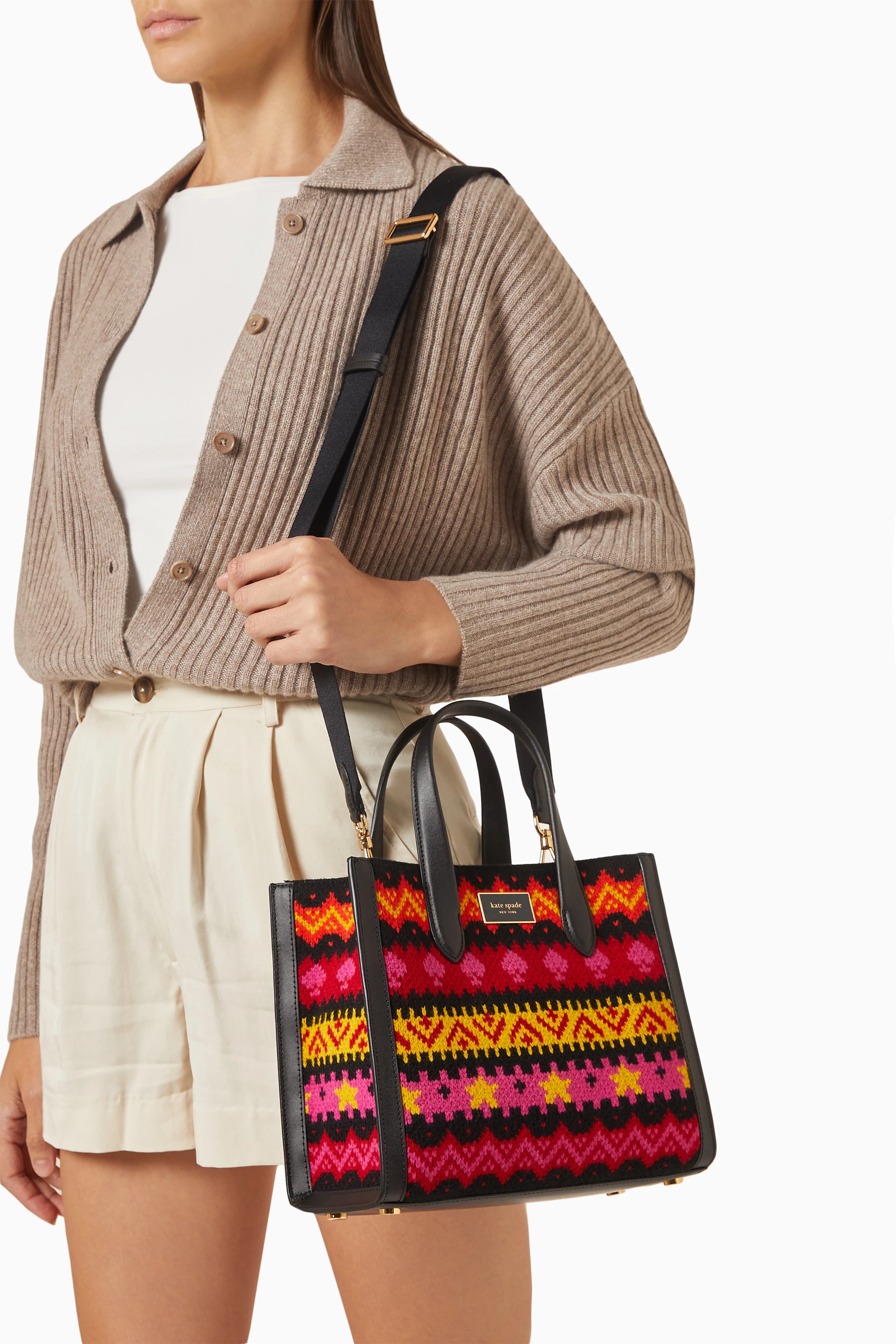 Buy Kate Spade New York Pink Small Manhattan Carnival Striped Tote Bag For Women Online Ounass UAE