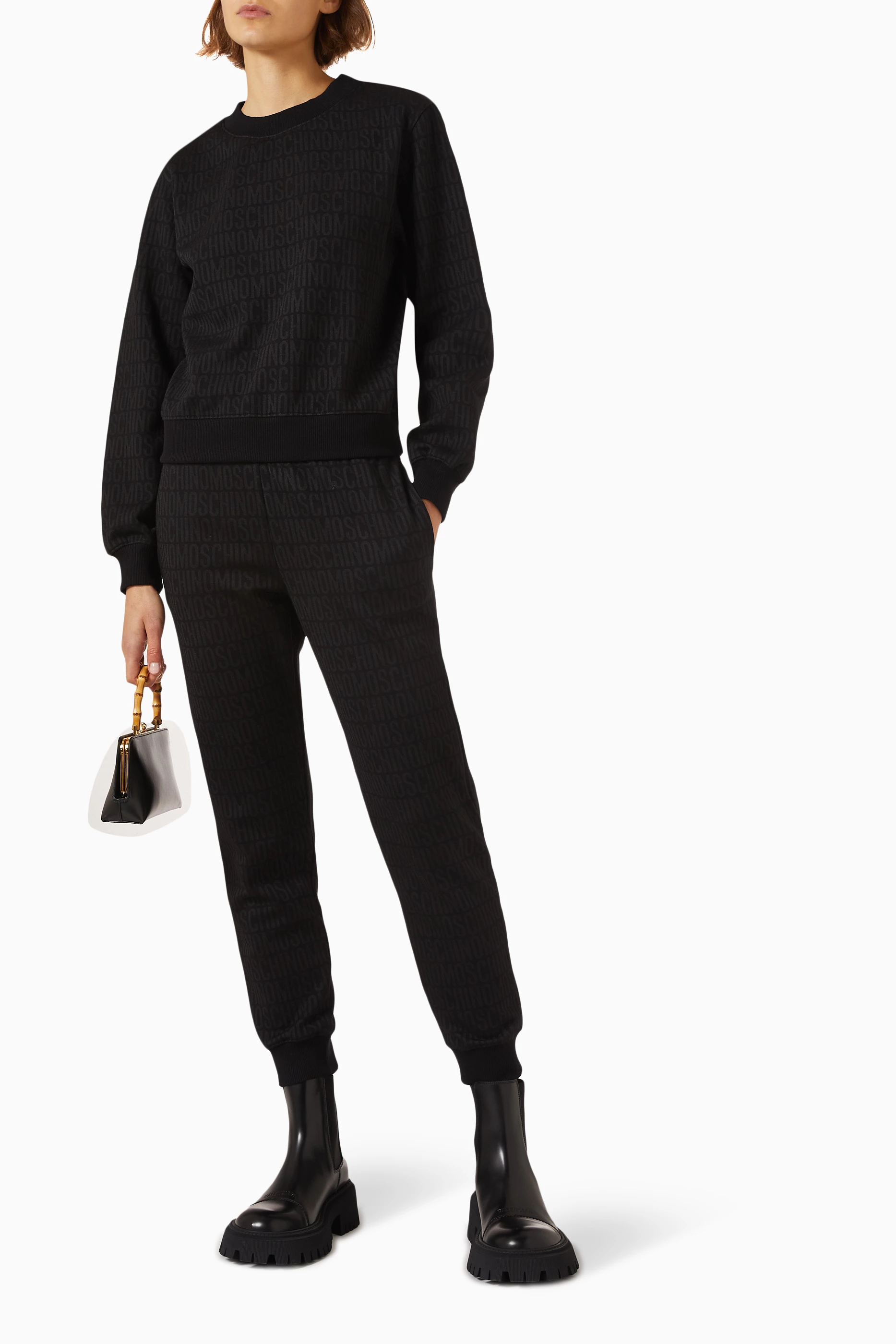 Buy Moschino Black Logo Sweatshirt in Cotton fleece For Women Online Ounass UAE