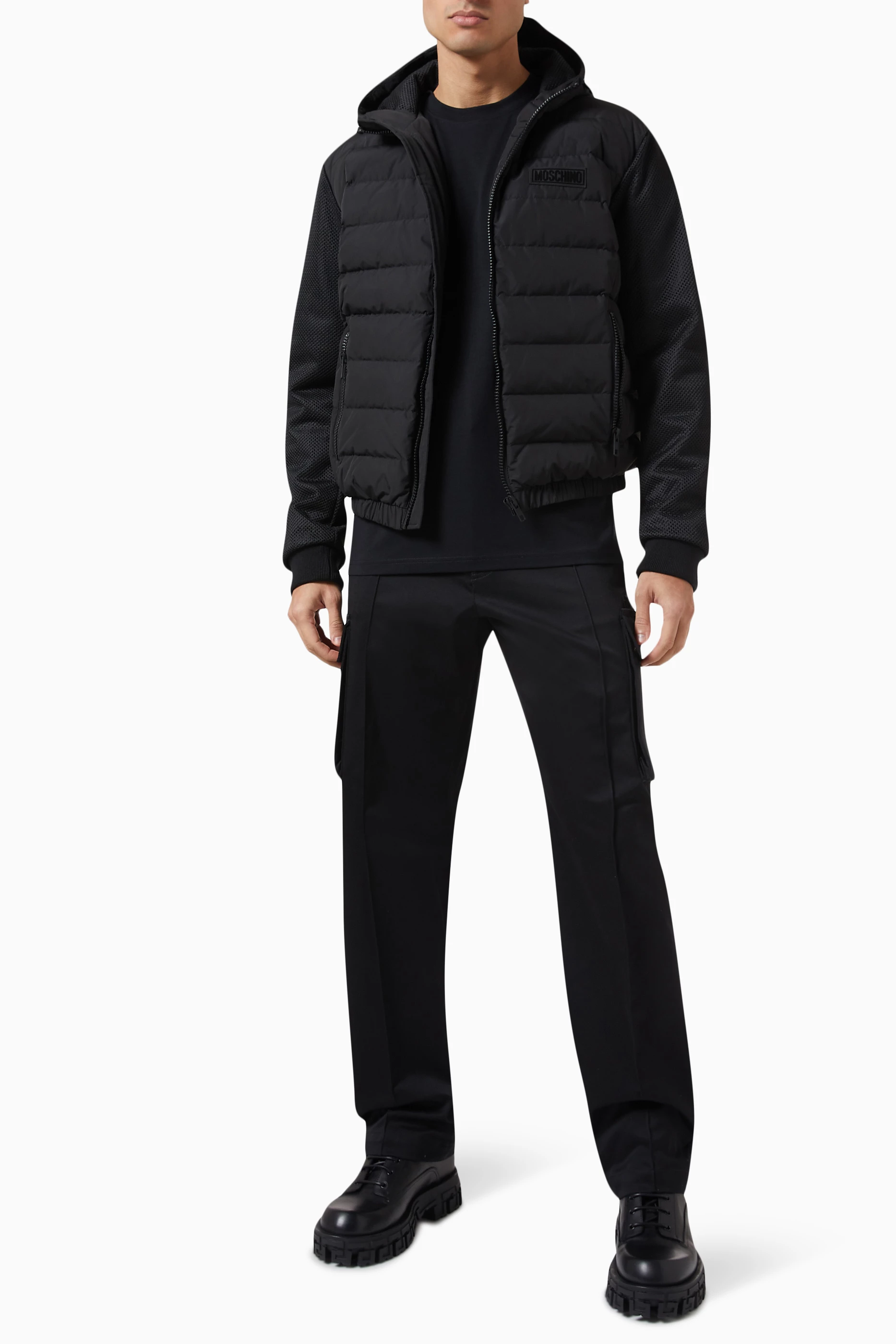Buy Moschino Black Logo Puffer Jacket in Padded Nylon For Men Online Ounass UAE