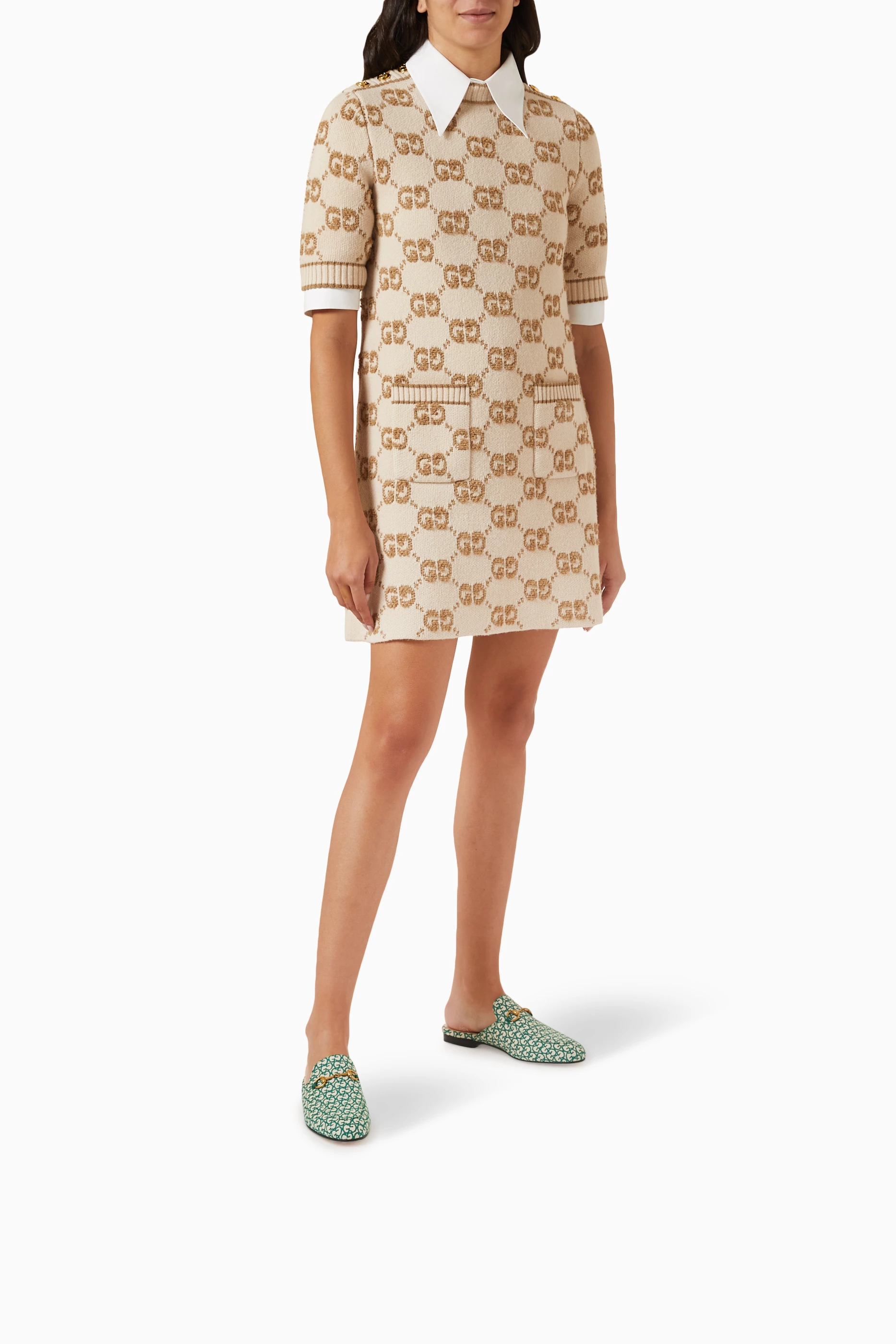Buy Gucci Green Princetown Slippers in GG Canvas For Women Online Ounass UAE