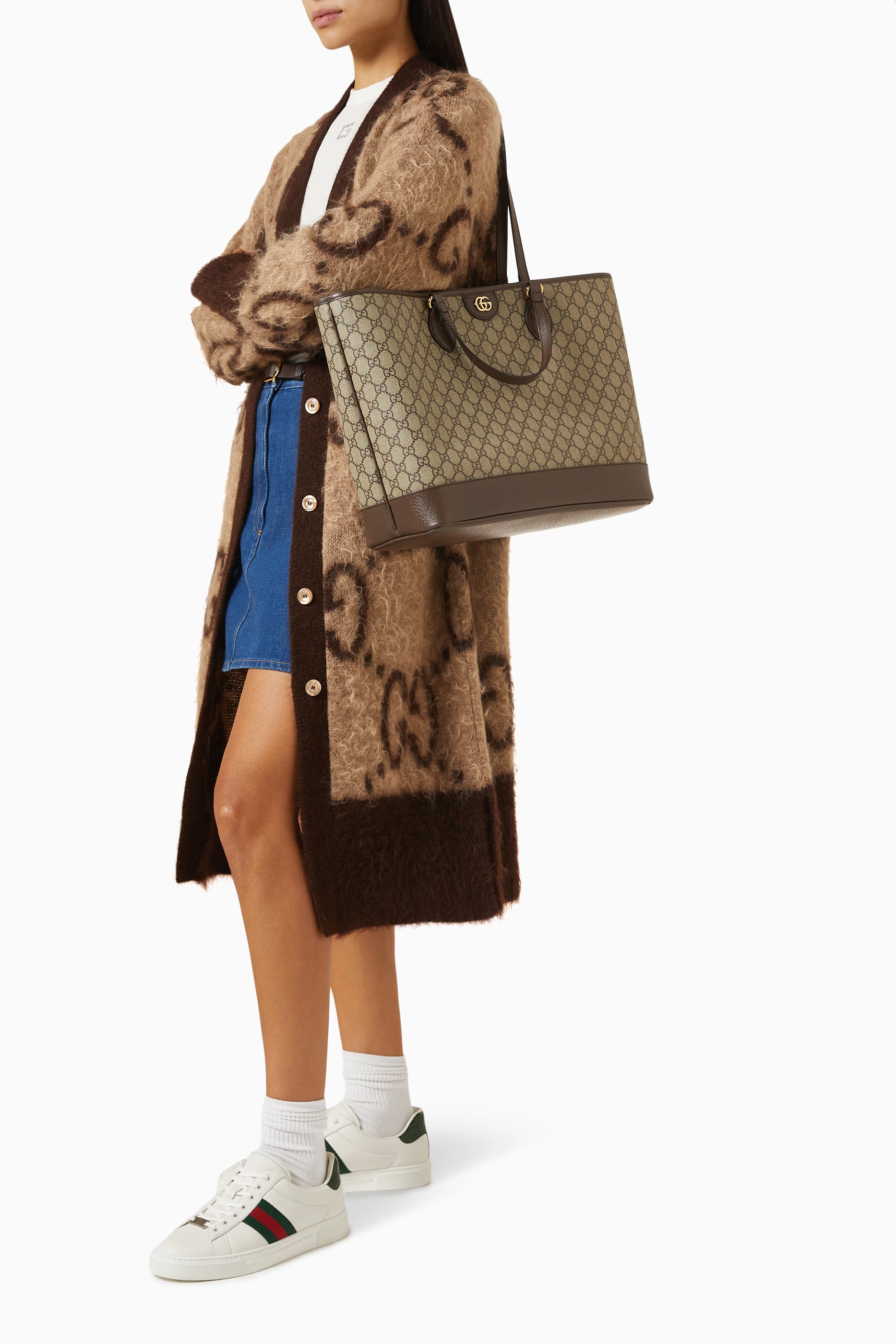 Buy Gucci Brown Medium Ophidia Tote Bag in GG Supreme Canvas For Women Online Ounass UAE