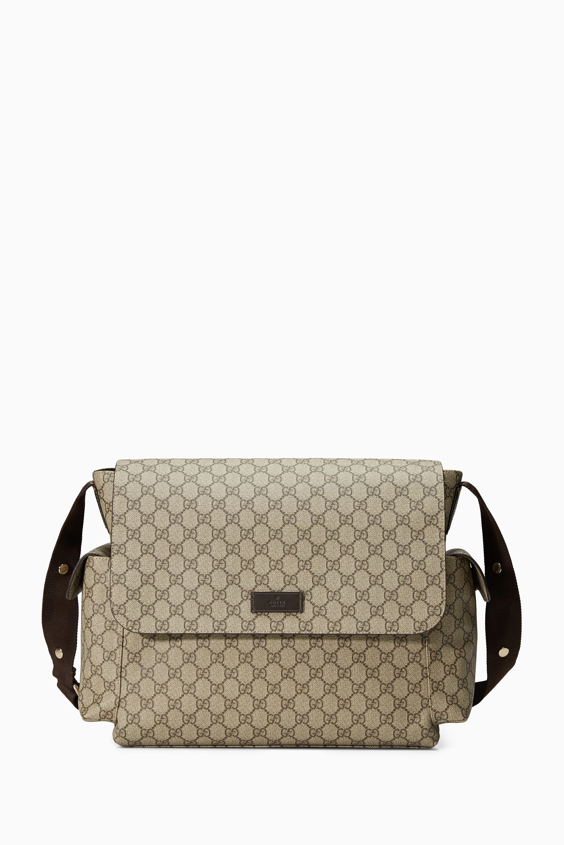 Buy Gucci Brown Plus Diaper Bag in GG Supreme Canvas Leather For Kids Online Ounass UAE