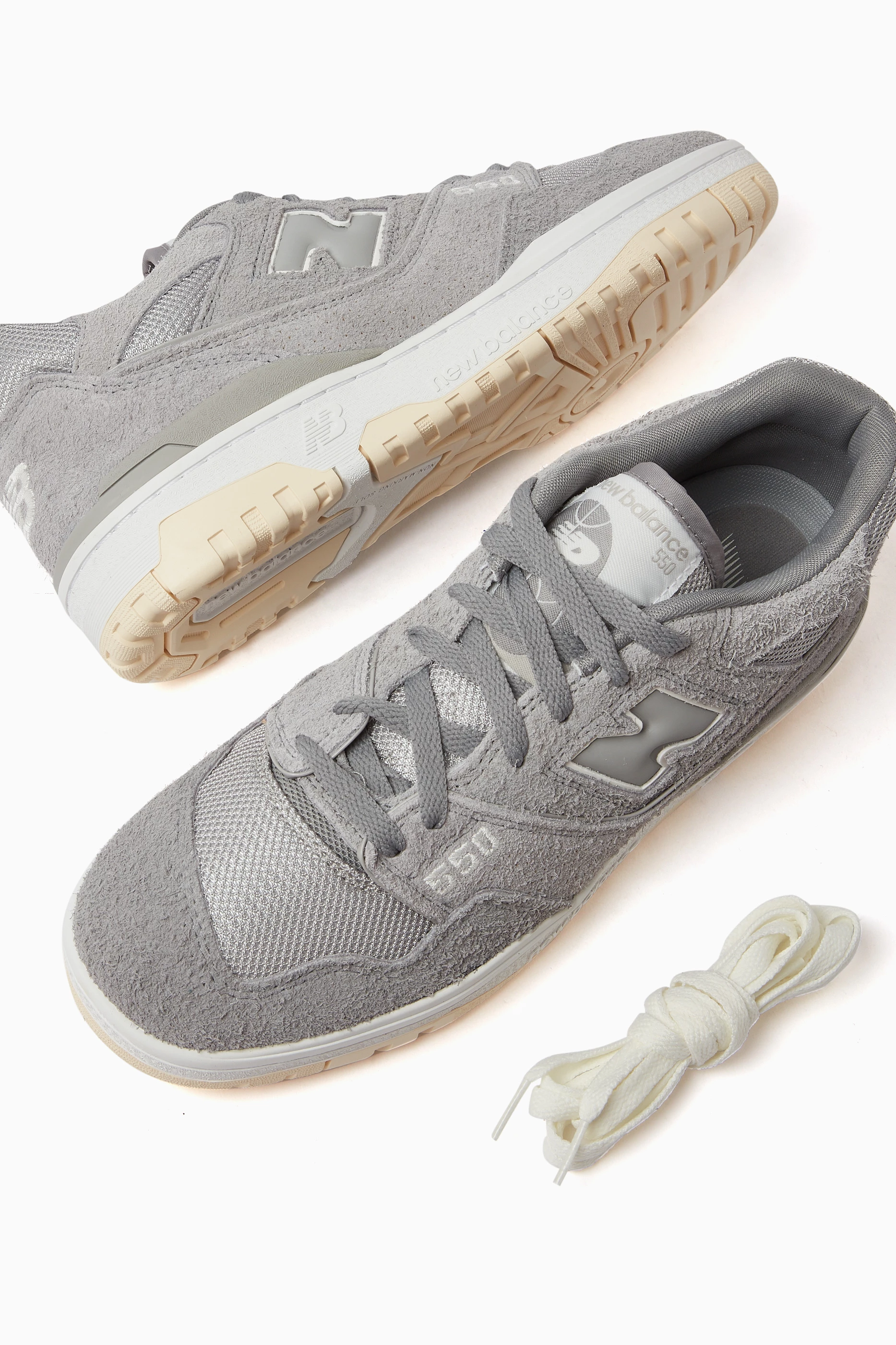 Buy New Balance Grey BB550 Low Top Sneakers in Suede Mesh For Men Online Ounass UAE