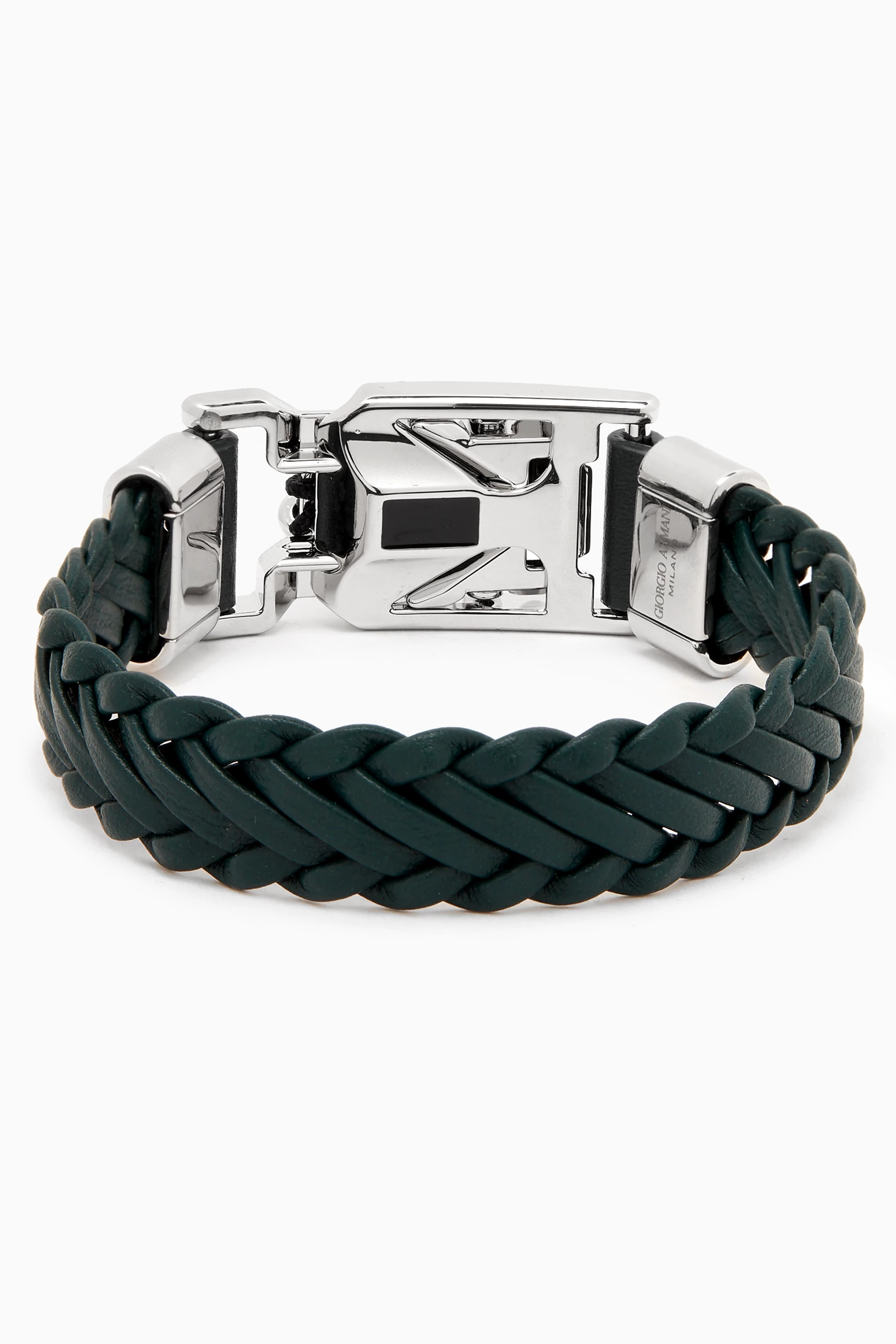 Buy Giorgio Armani Green Woven Bracelet in Leather For Men Online Ounass UAE