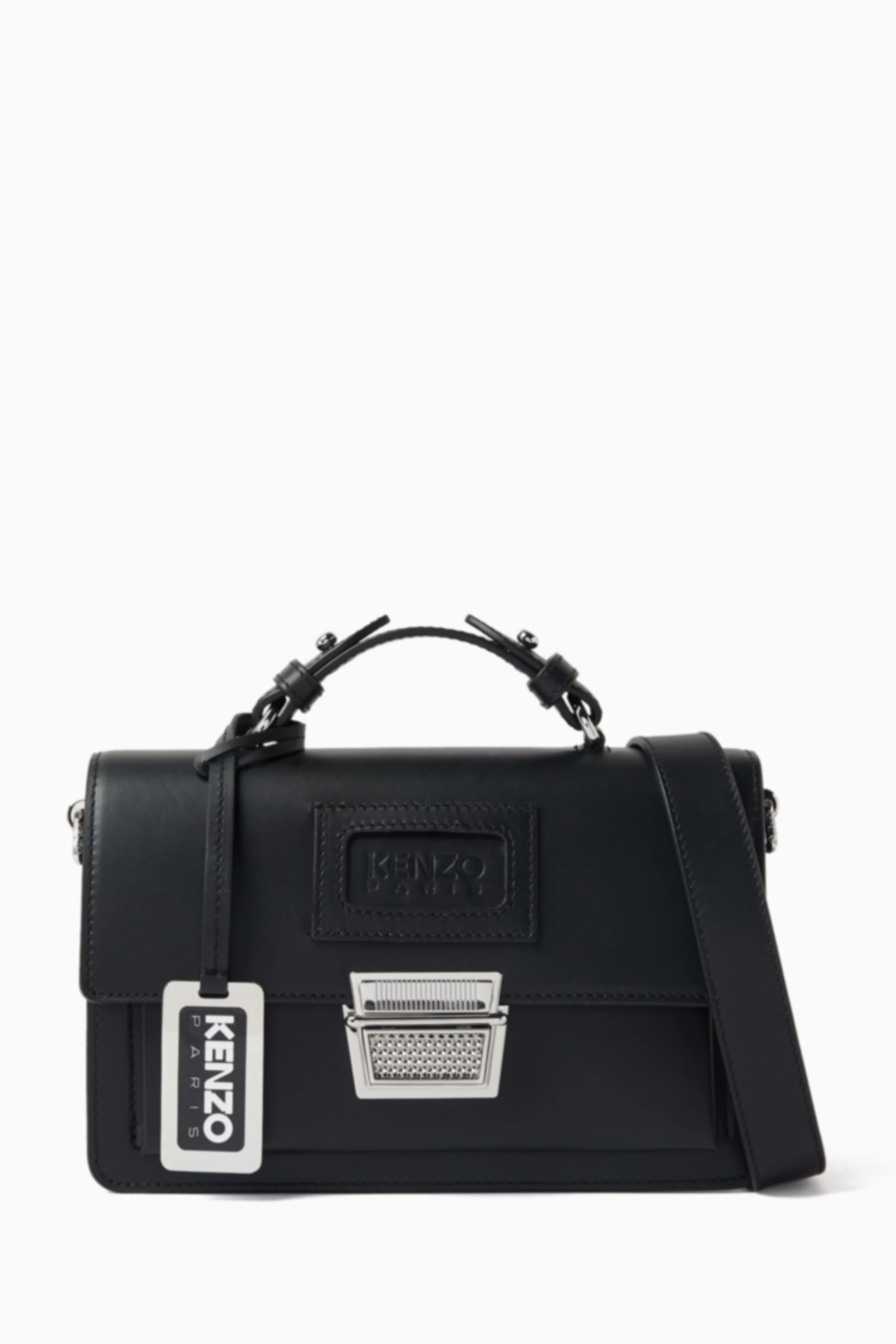 Buy KENZO Black Small Rue Vivienne Crossbody Bag in Leather For 