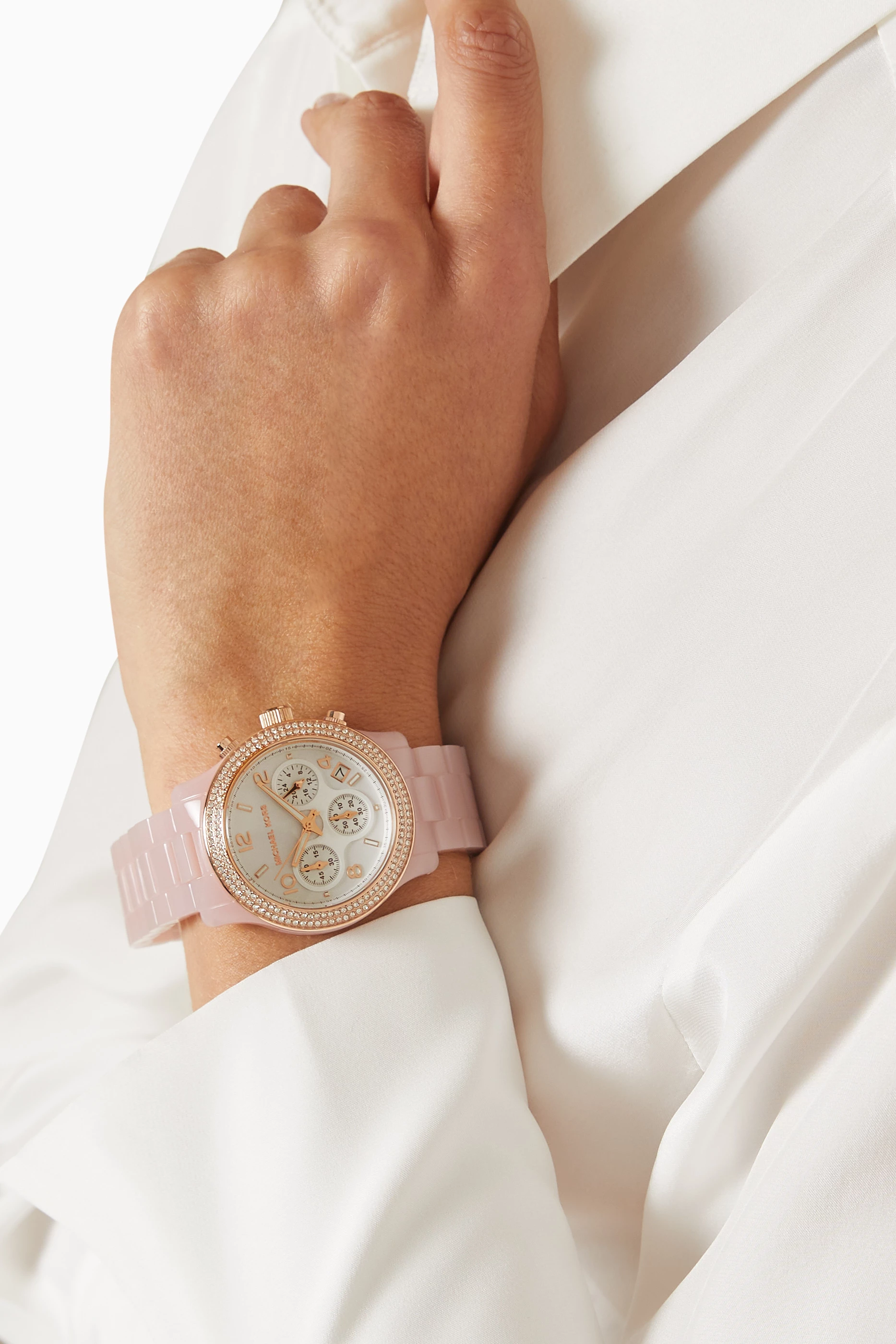 Buy Michael Kors Pink Runway Chronograph Watch 38mm For Women Online Ounass UAE