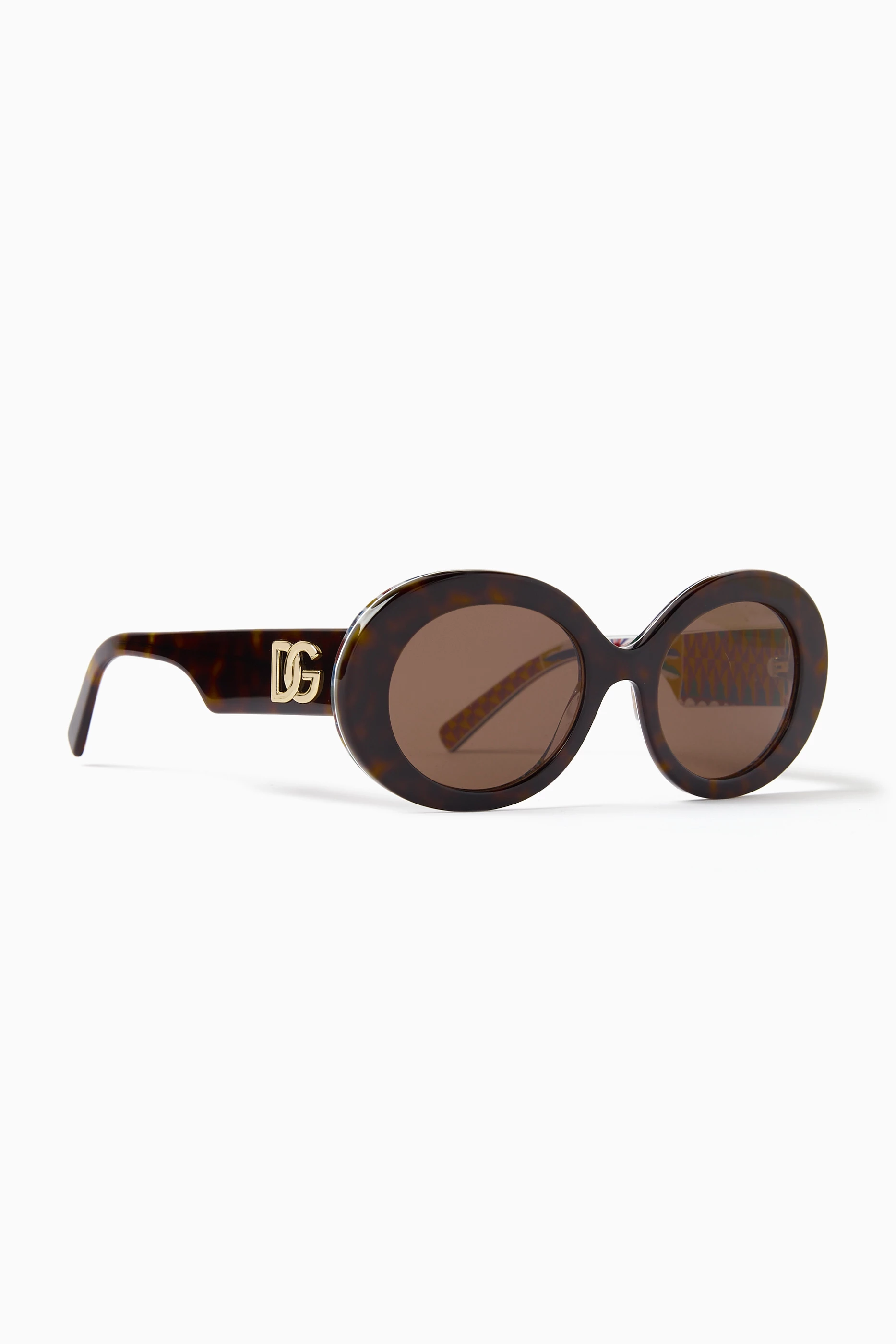 Buy Dolce & Gabbana Brown Oval Sunglasses in Acetate For  display picture 2