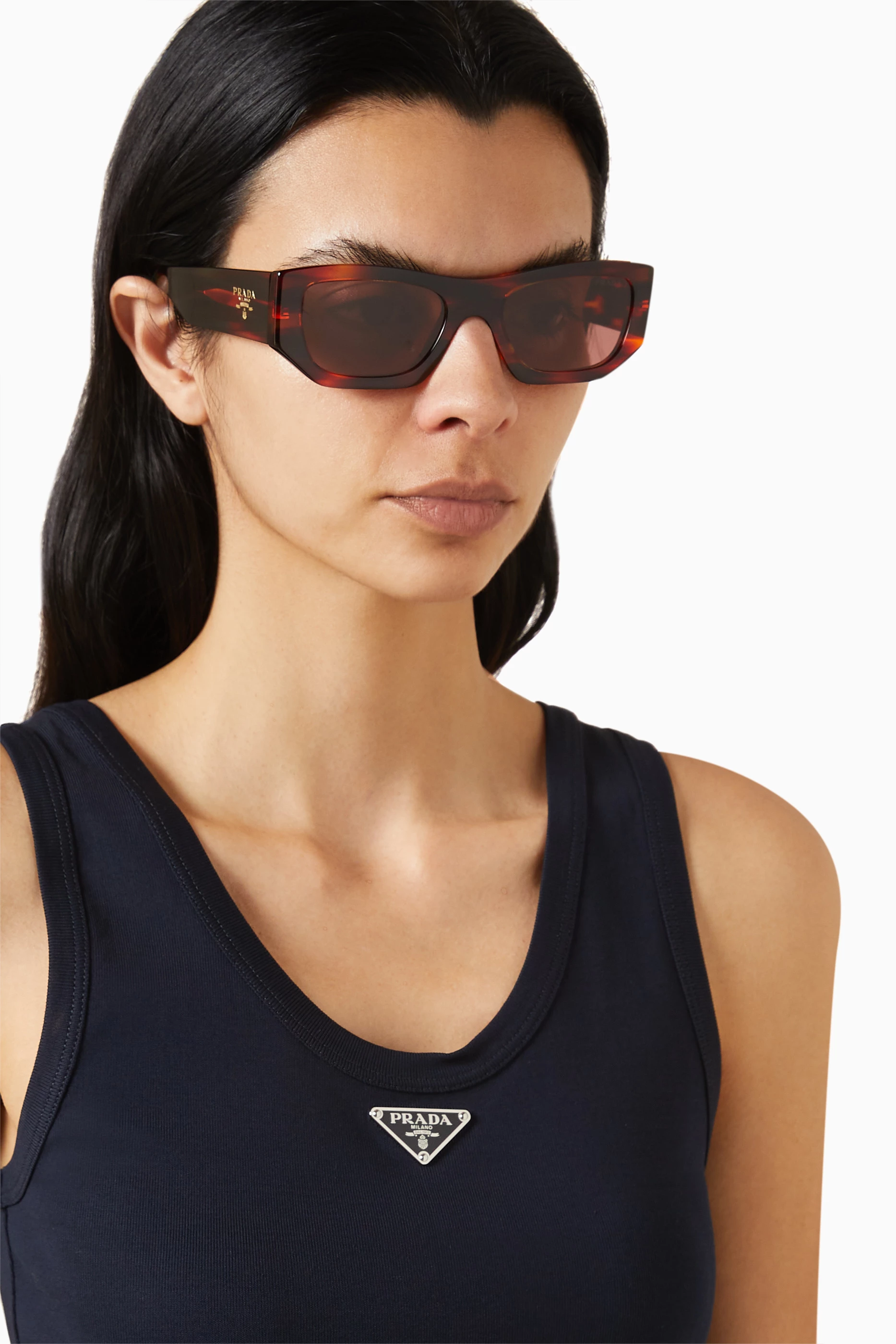 Buy Prada Red Pillow Rectangle Sunglasses in Acetate For Women Online Ounass UAE