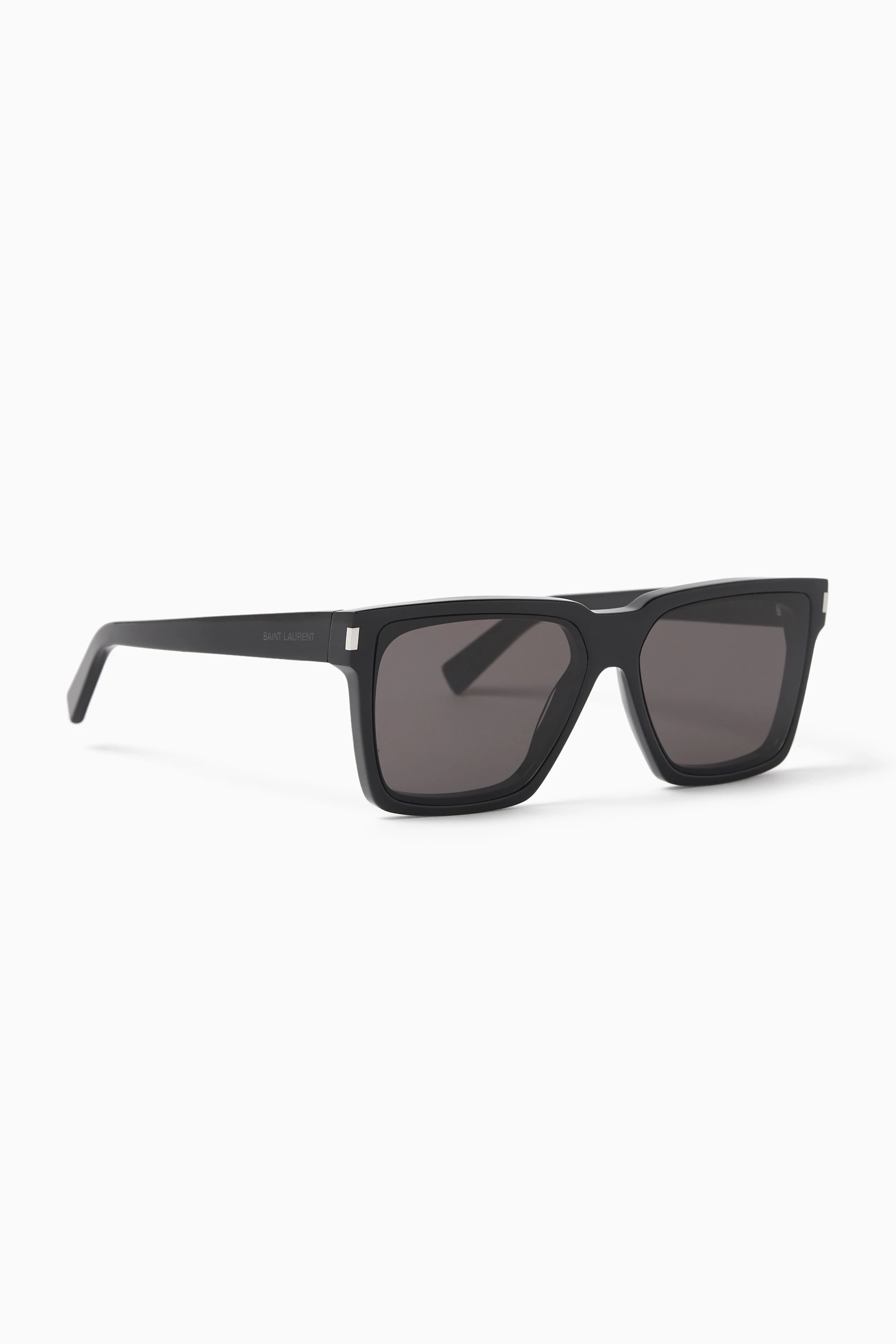 Buy SAINT LAURENT Black Rectangular Sunglasses in Recycled Acetate