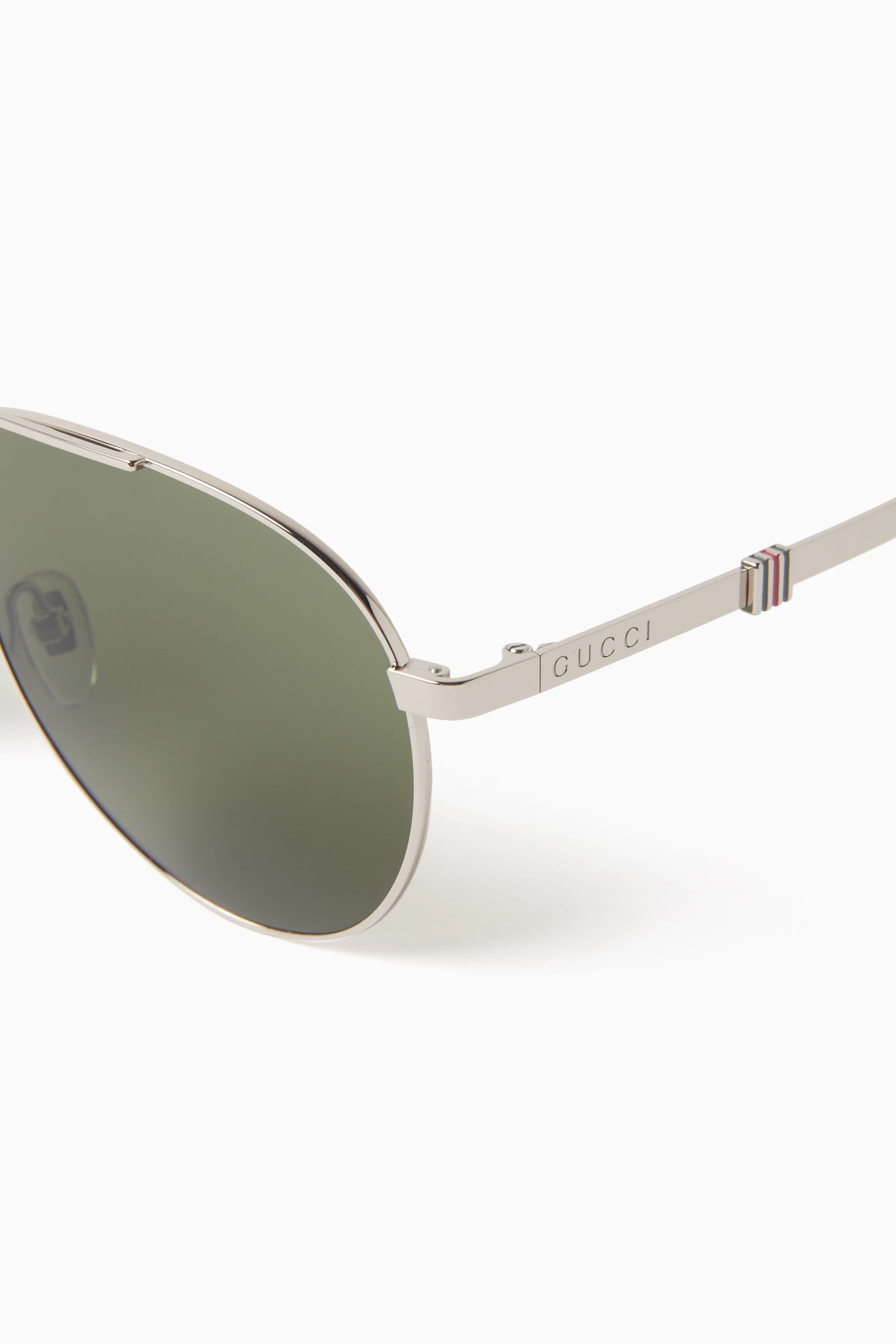 Buy Gucci Silver Aviator Sunglasses in Metal For Men Online Ounass UAE