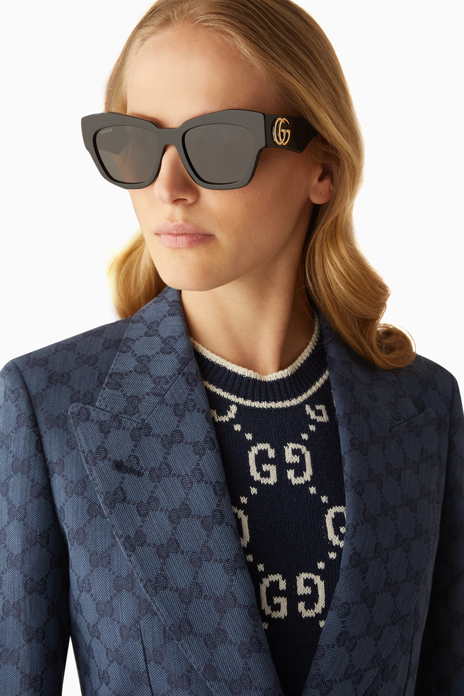 Buy Gucci Black Havana Square eye Sunglasses in Acetate For Women Online Ounass UAE