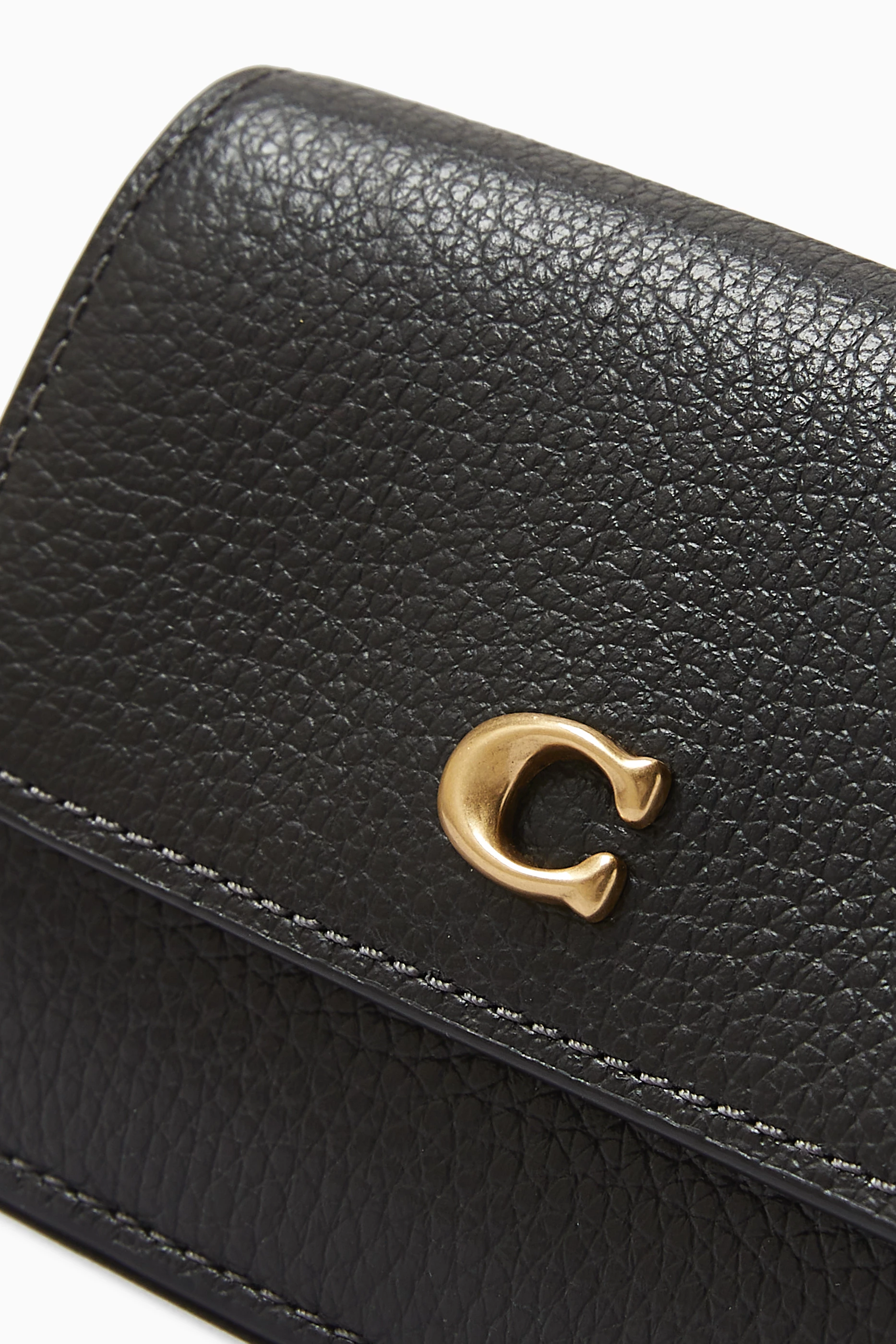 Buy Coach Black Mini Tri fold Wallet in Pebbled Leather For Women Online Ounass UAE