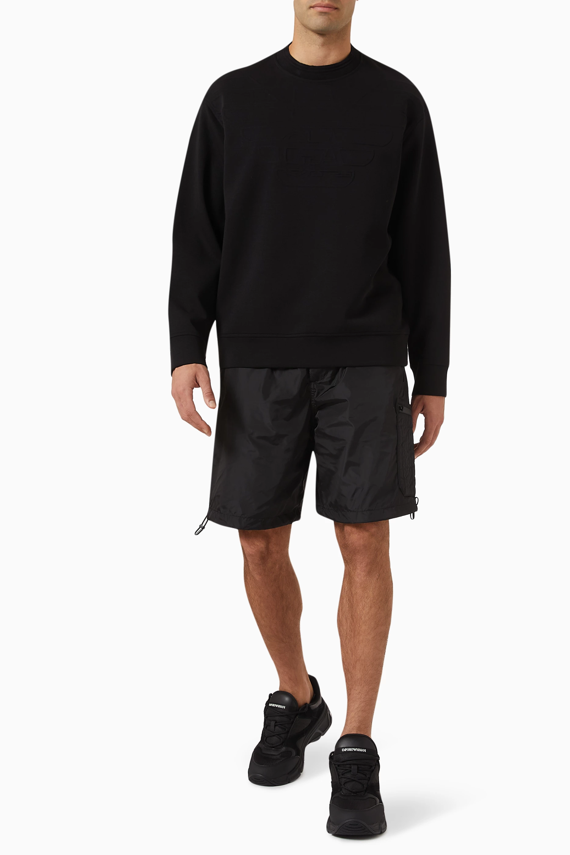Emporio armani crew neck logo sweatshirt black best sale
