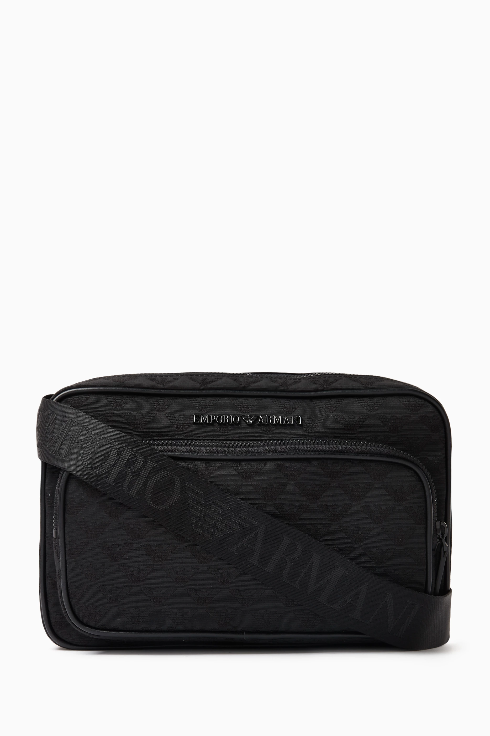 Buy Emporio Armani Black Micro Eagle Logo Crossbody Bag in Nylon For Men Online Ounass UAE