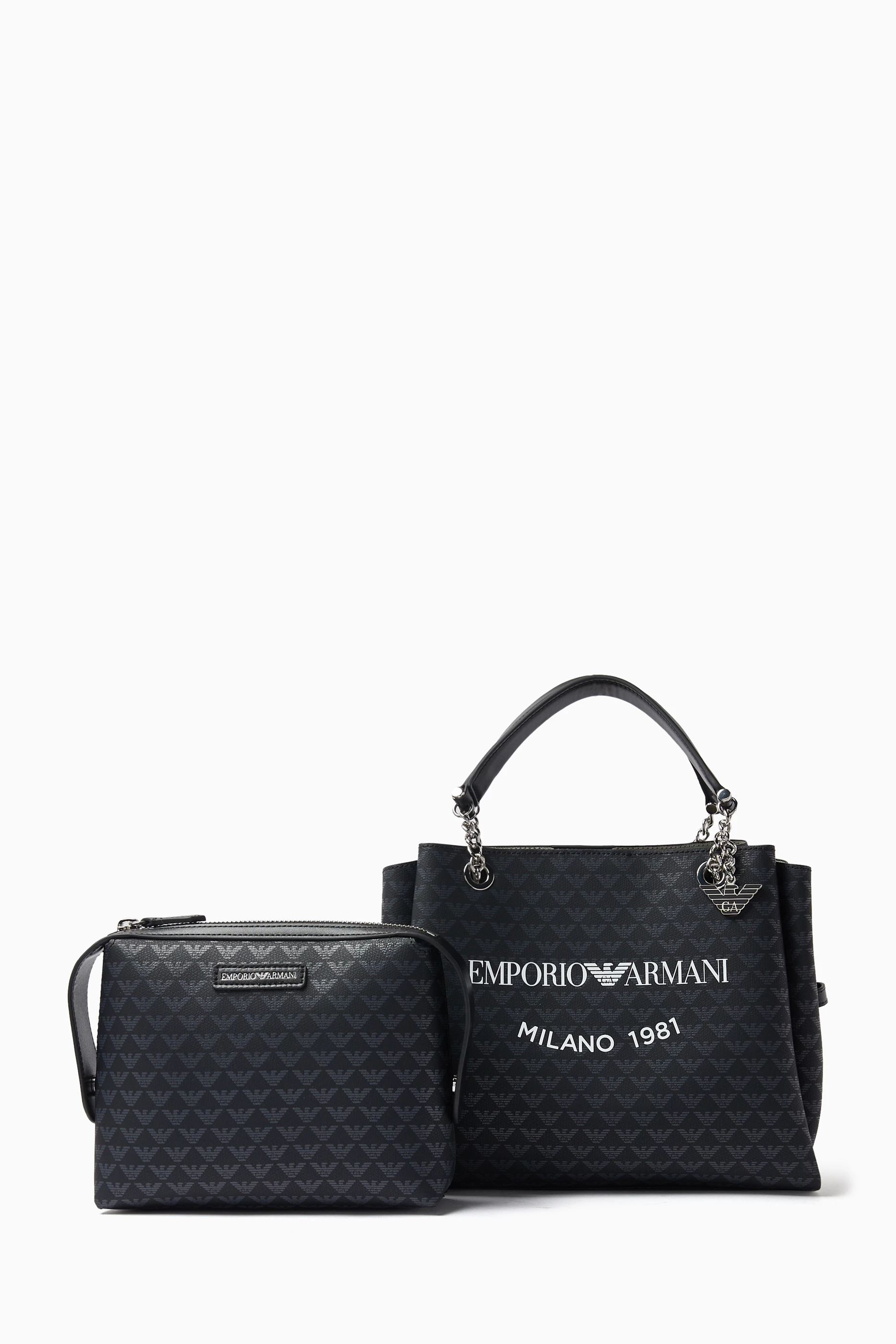 Buy Emporio Armani Black Small EA Logo Tote Bag For Women Online Ounass UAE