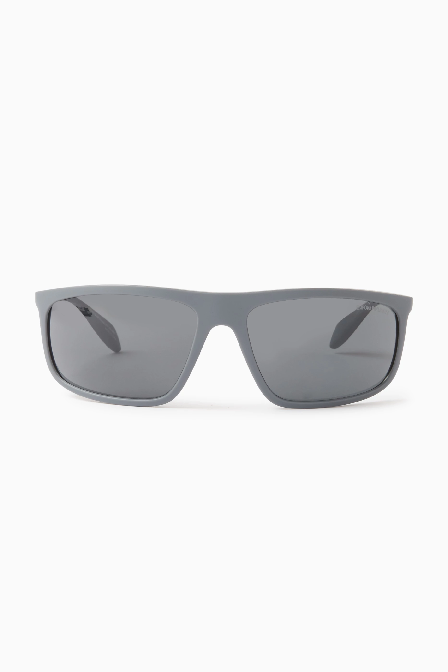 Buy Emporio Armani Grey Rectangular Sunglasses in Bio nylon For Men Online Ounass UAE