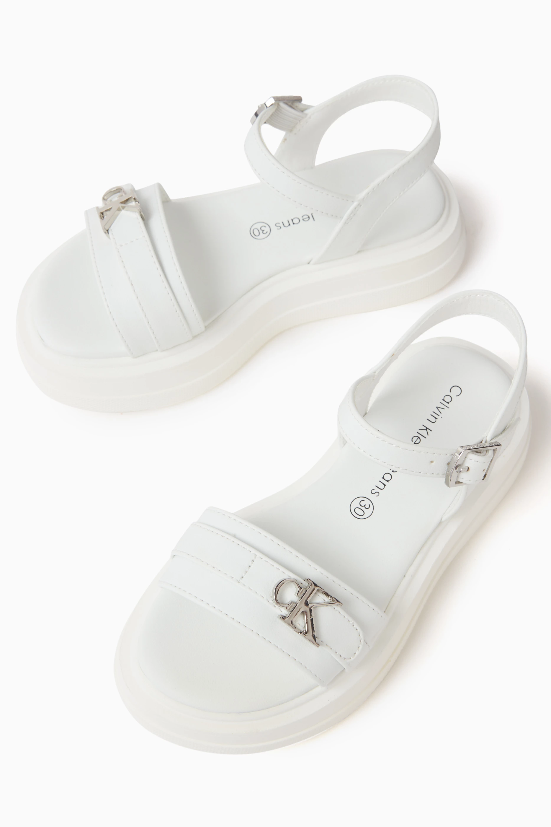 Buy Calvin Klein White Logo Platform Sandals in Faux leather For Girls Online Ounass UAE