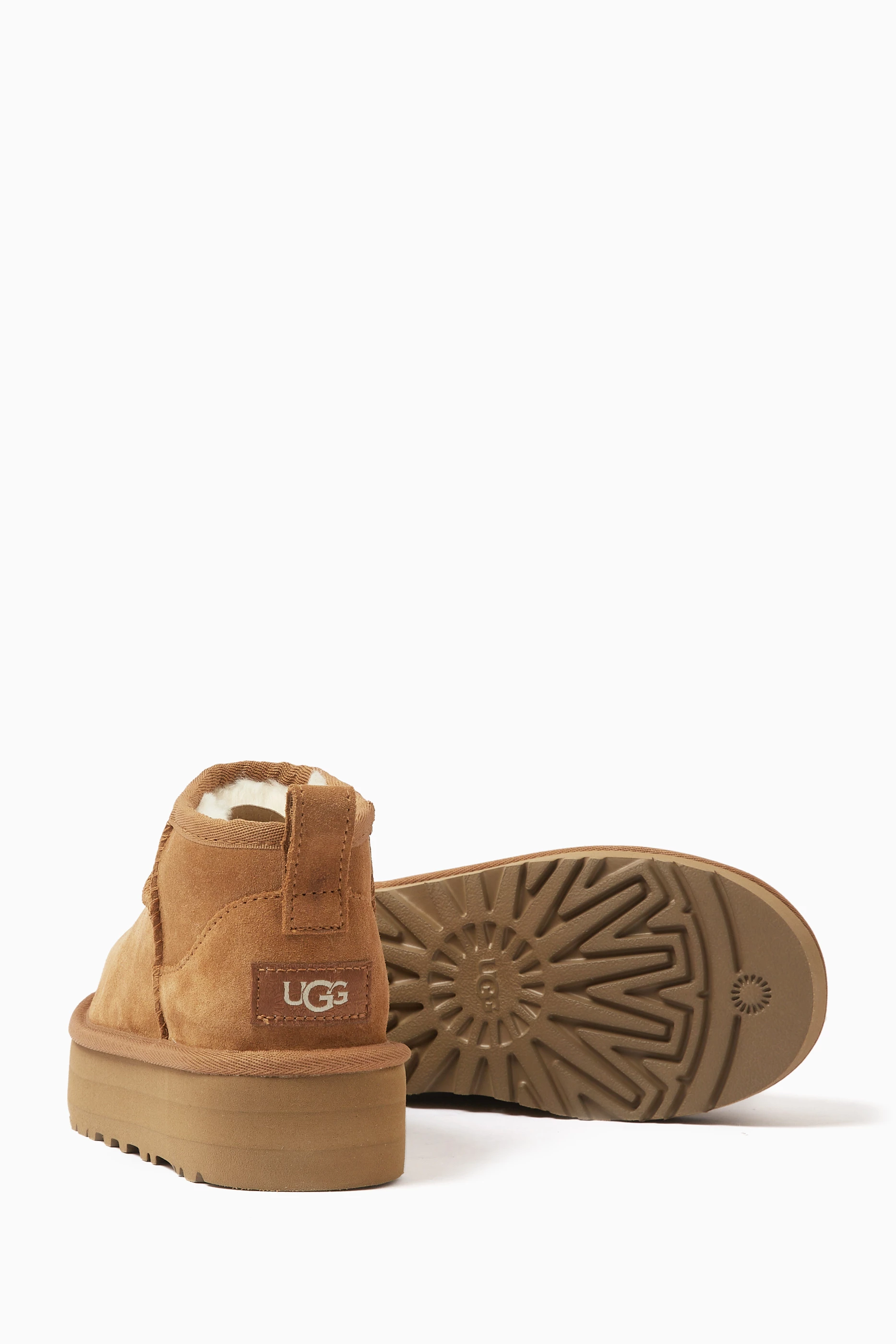 Buy UGG Brown Classic Ultra Mini Platform Boots in Suede For Boys