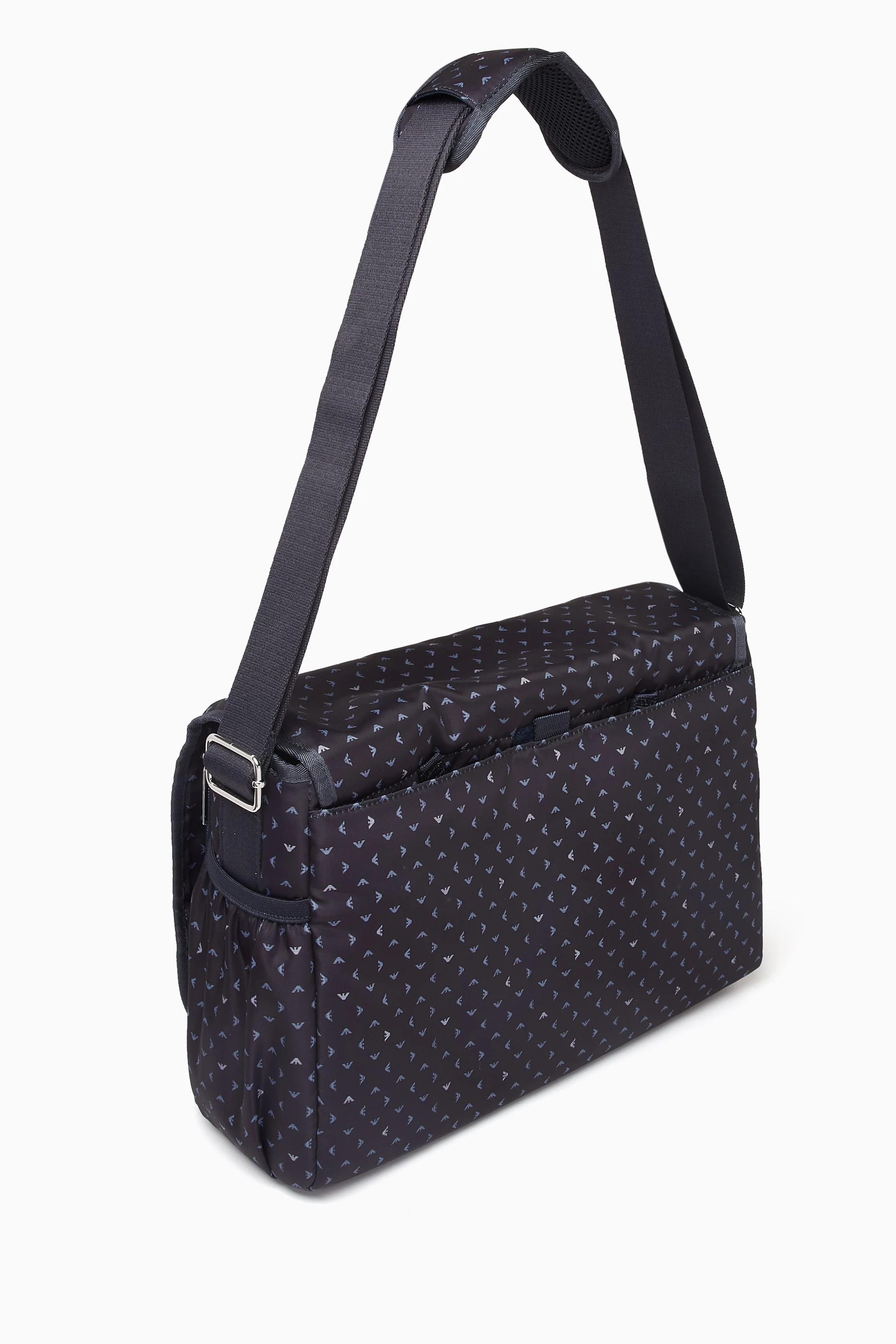 Buy Emporio Armani Blue All over Logo Diaper Bag in Nylon For Kids Online Ounass UAE