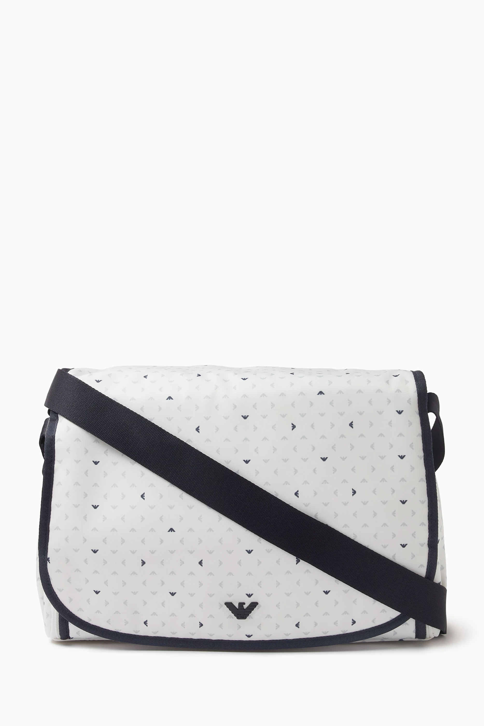 Buy Emporio Armani White All over Logo Diaper Bag in Nylon For Kids Online Ounass UAE