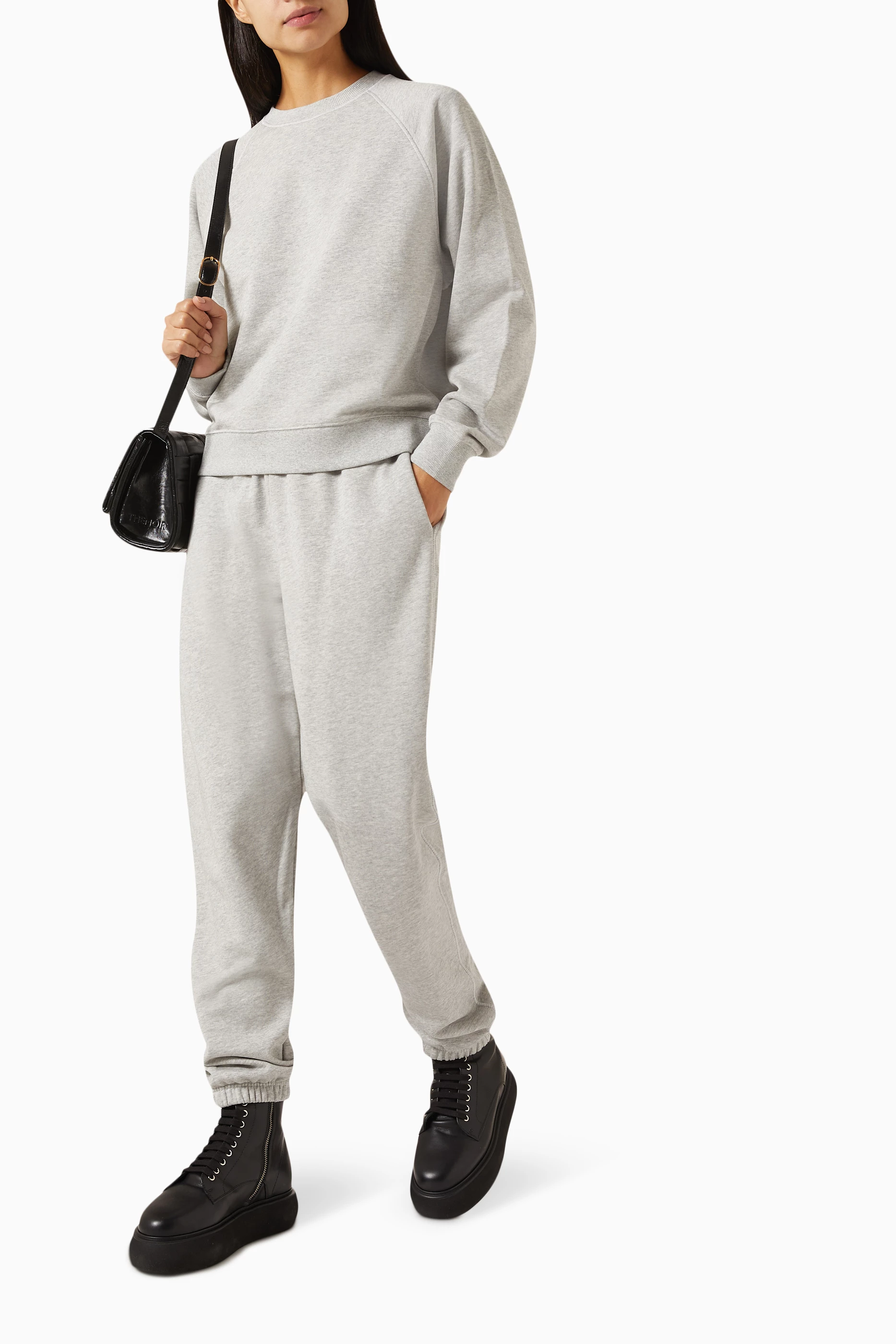 Buy Victoria Beckham Grey Football Joggers in Organic Cotton For Women Online Ounass UAE