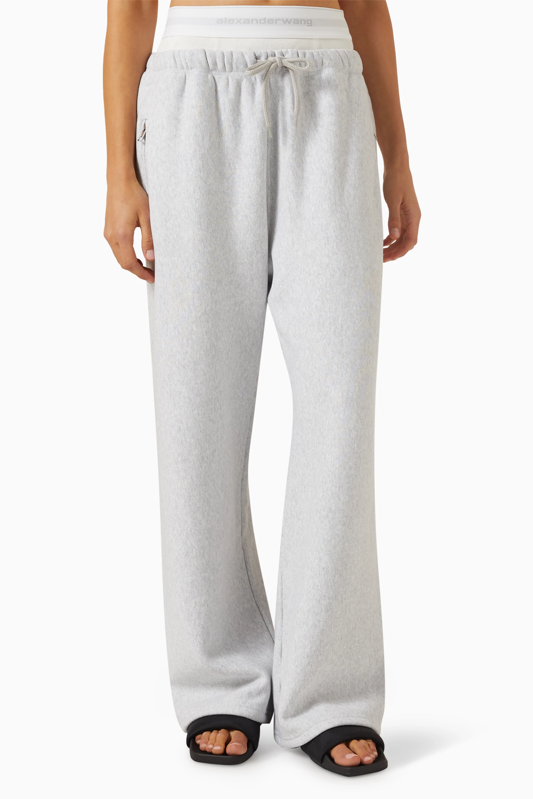 Grey ribbed sweatpants shop