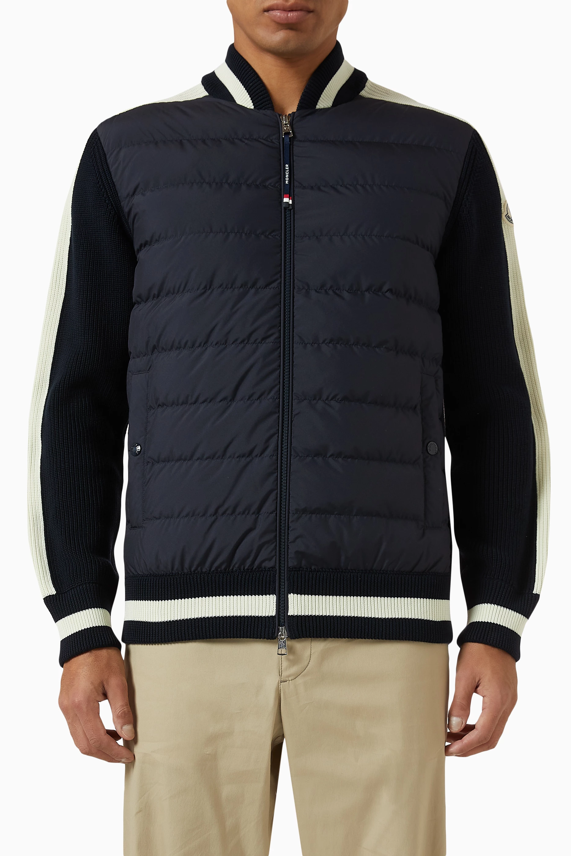 Buy Moncler Blue Padded Cardigan in Tricot Cotton For Men Online Ounass UAE