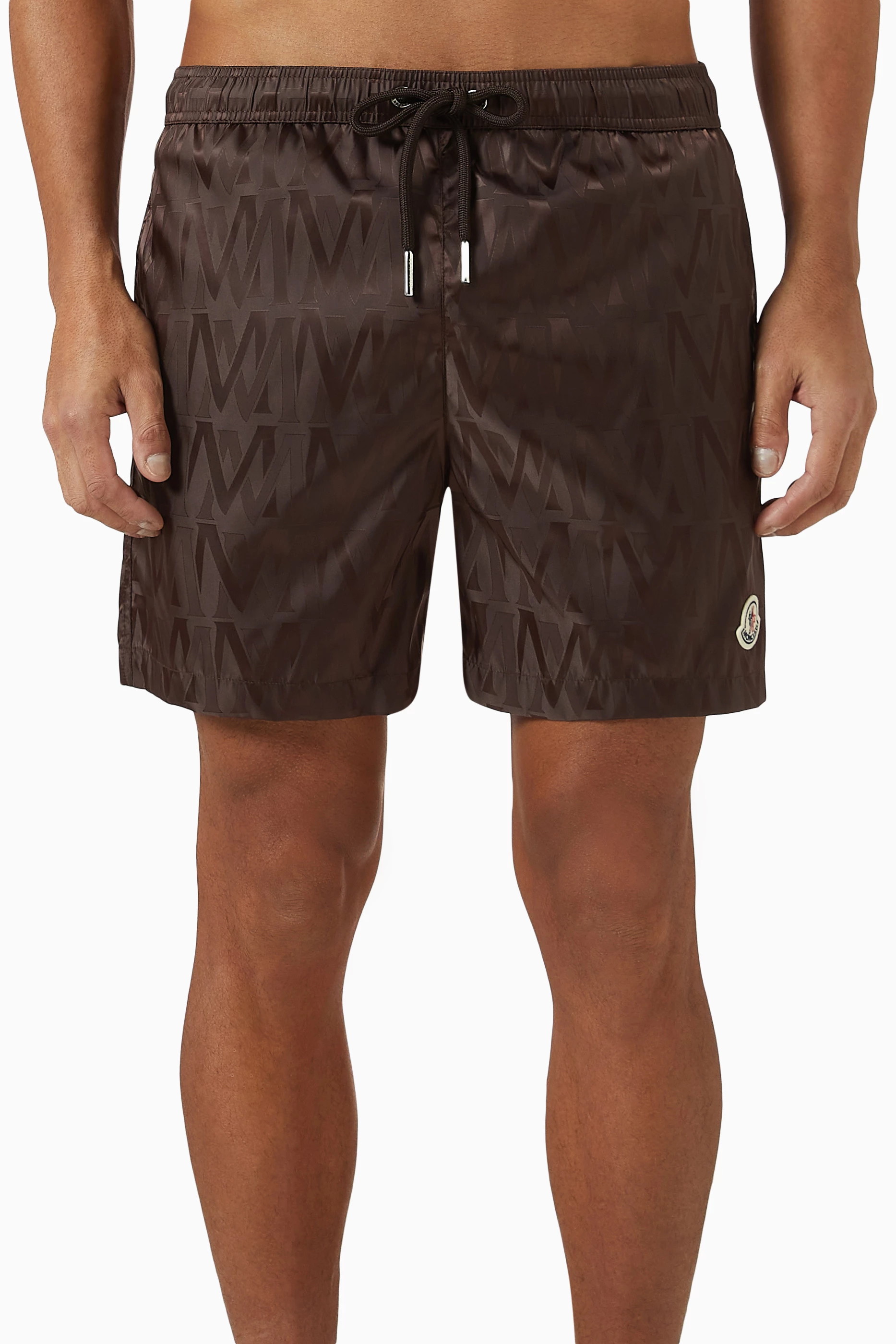 Buy Moncler Brown All over Monogram Swim Shorts For Men Online Ounass UAE