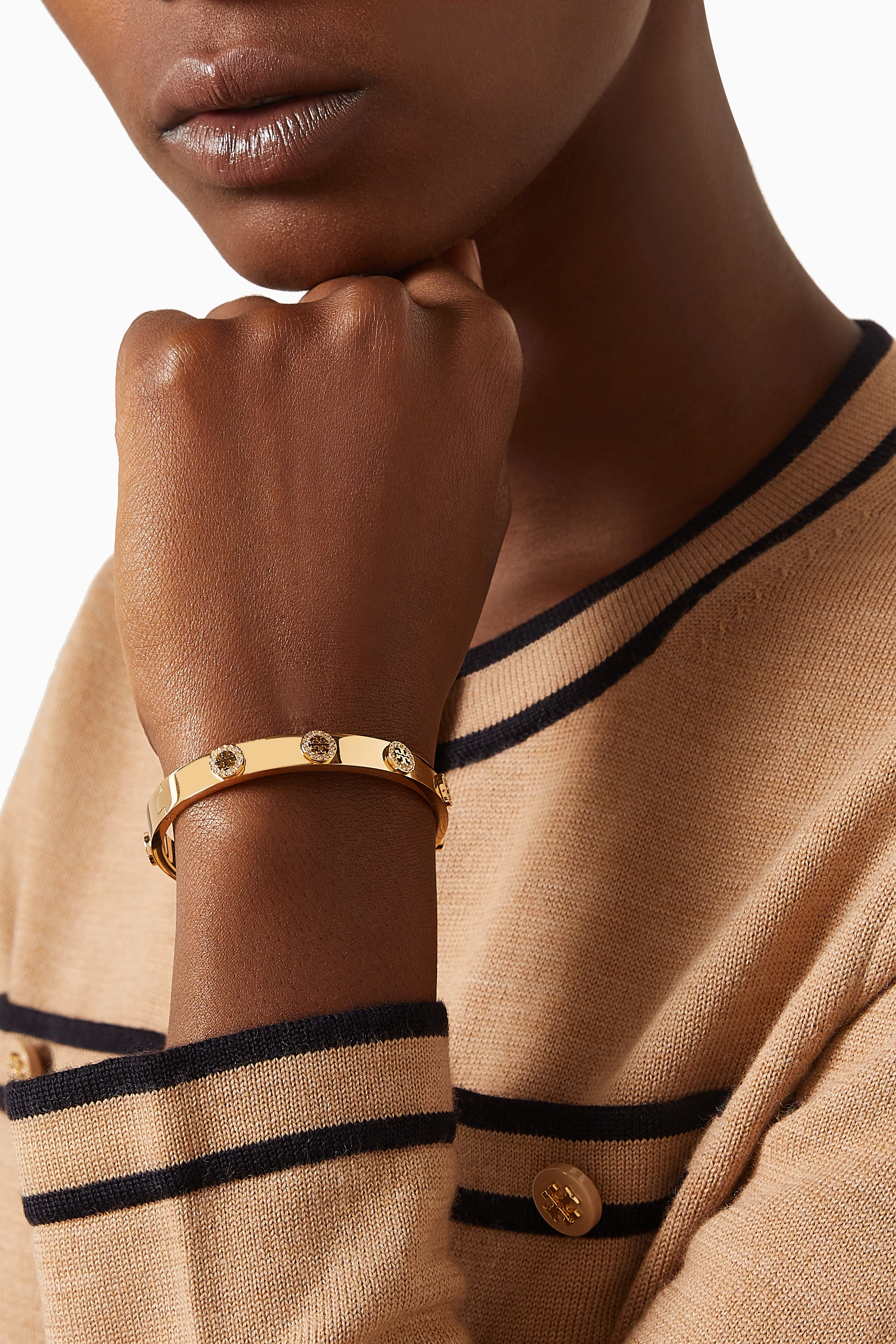 Tory burch logo stud hinge bracelet new arrivals