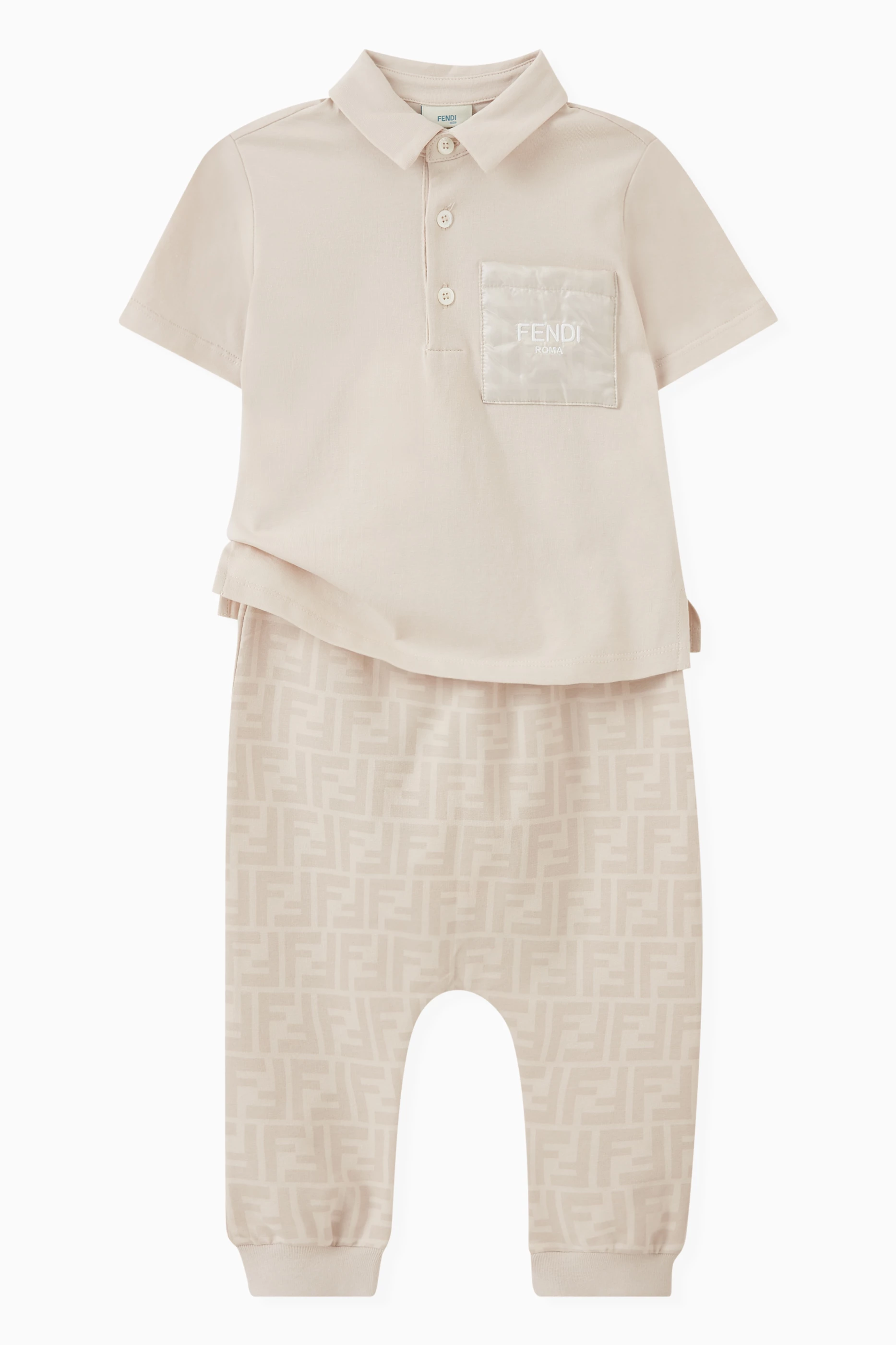 Buy Fendi Neutral FF Logo Pants in Jersey For Baby Girls Online Ounass UAE