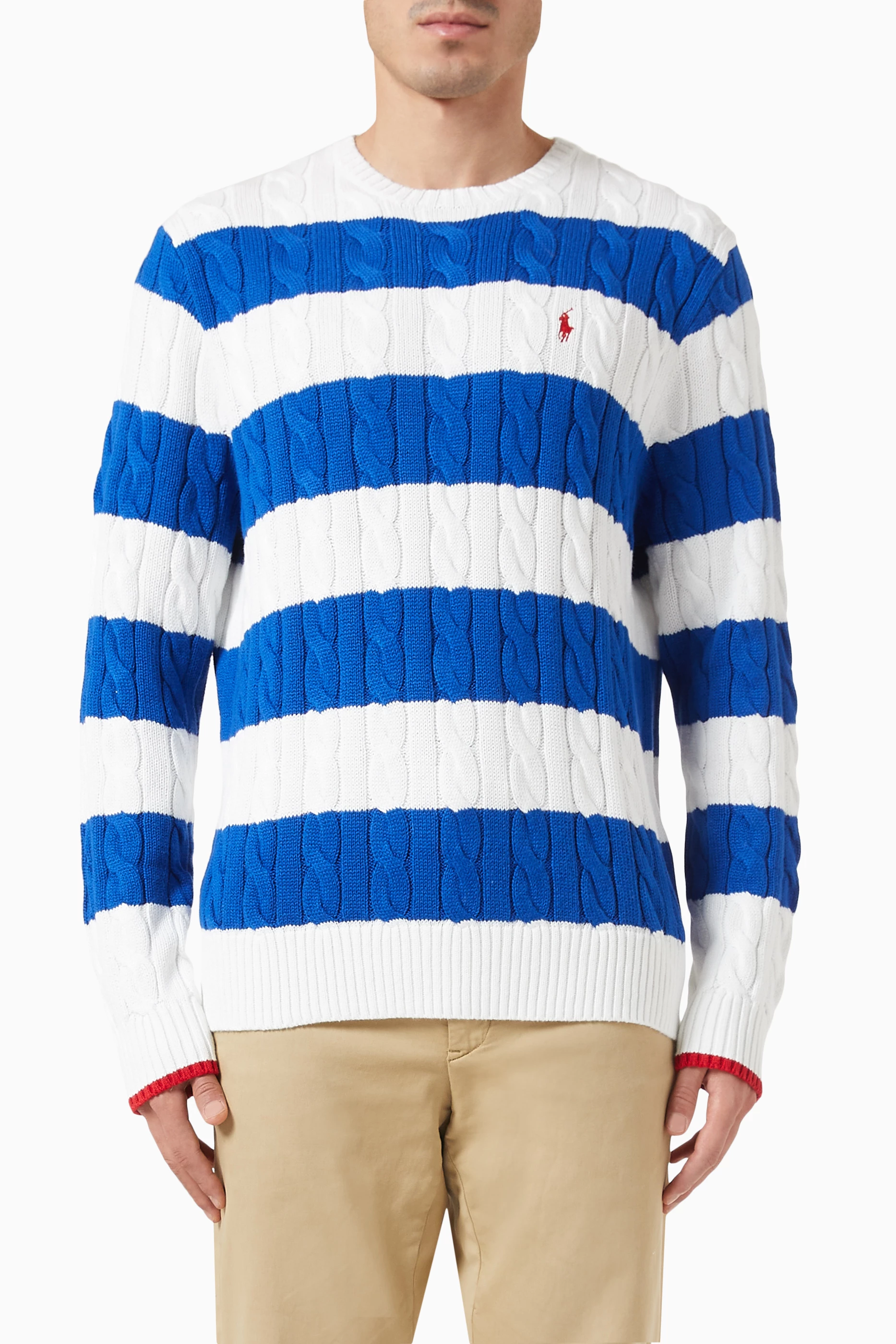 Buy Polo Ralph Lauren White Striped Sweater in Cotton For Men Online Ounass UAE