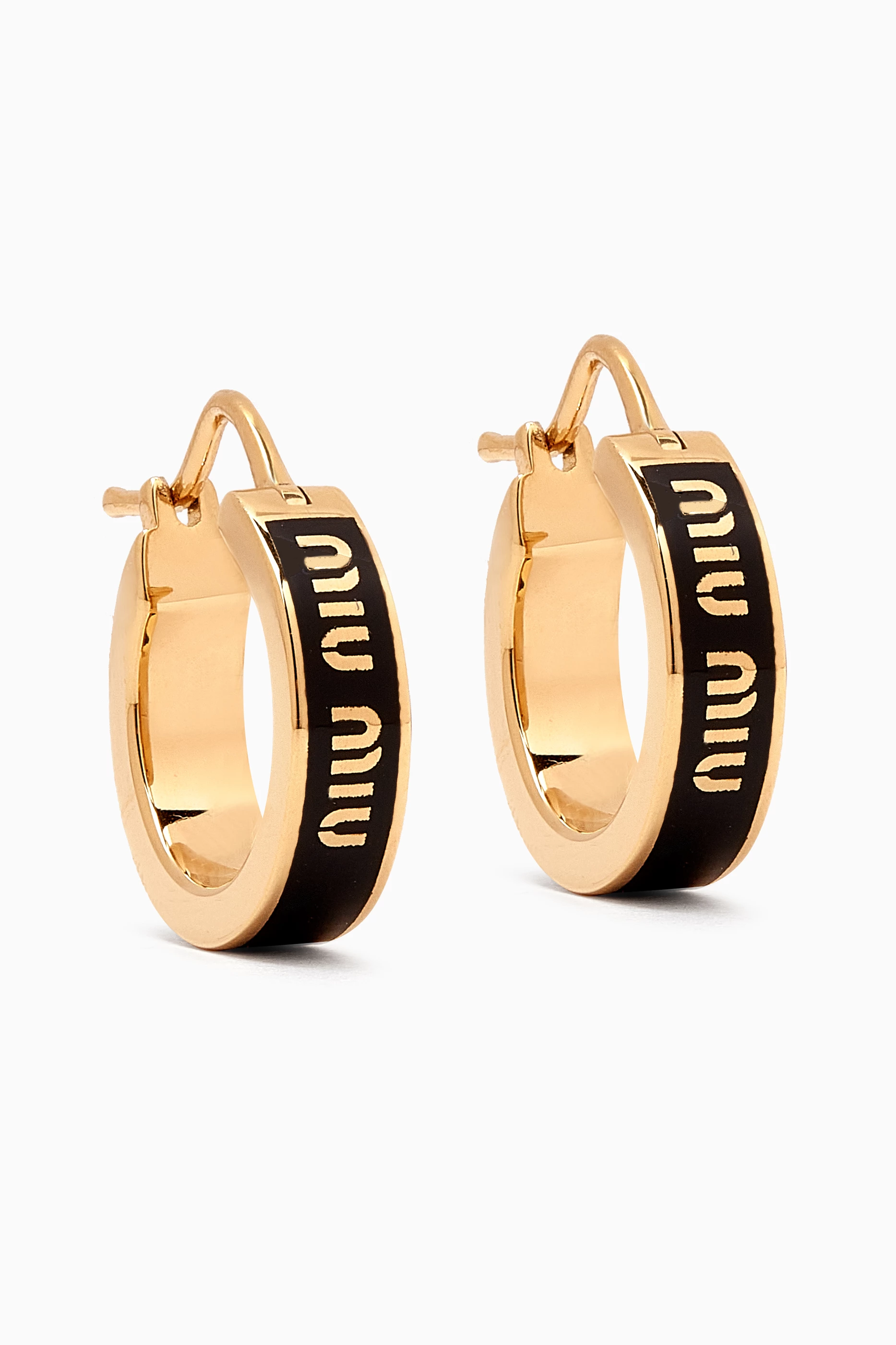 Buy Miu Miu Black Small Logo Hoop Earrings For Women Online Ounass UAE