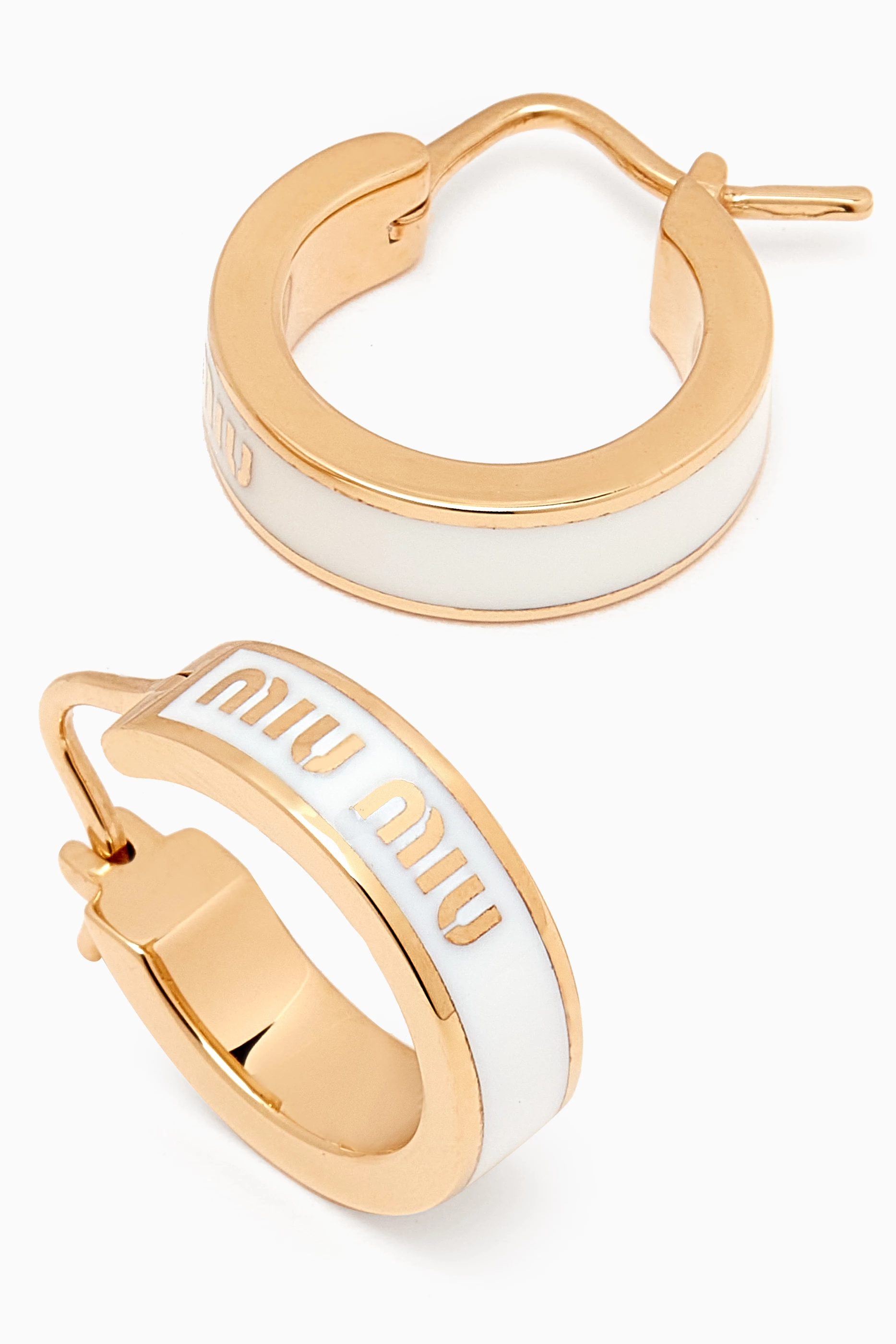 Buy Miu Miu White Small Logo Hoop Earrings For Women Online