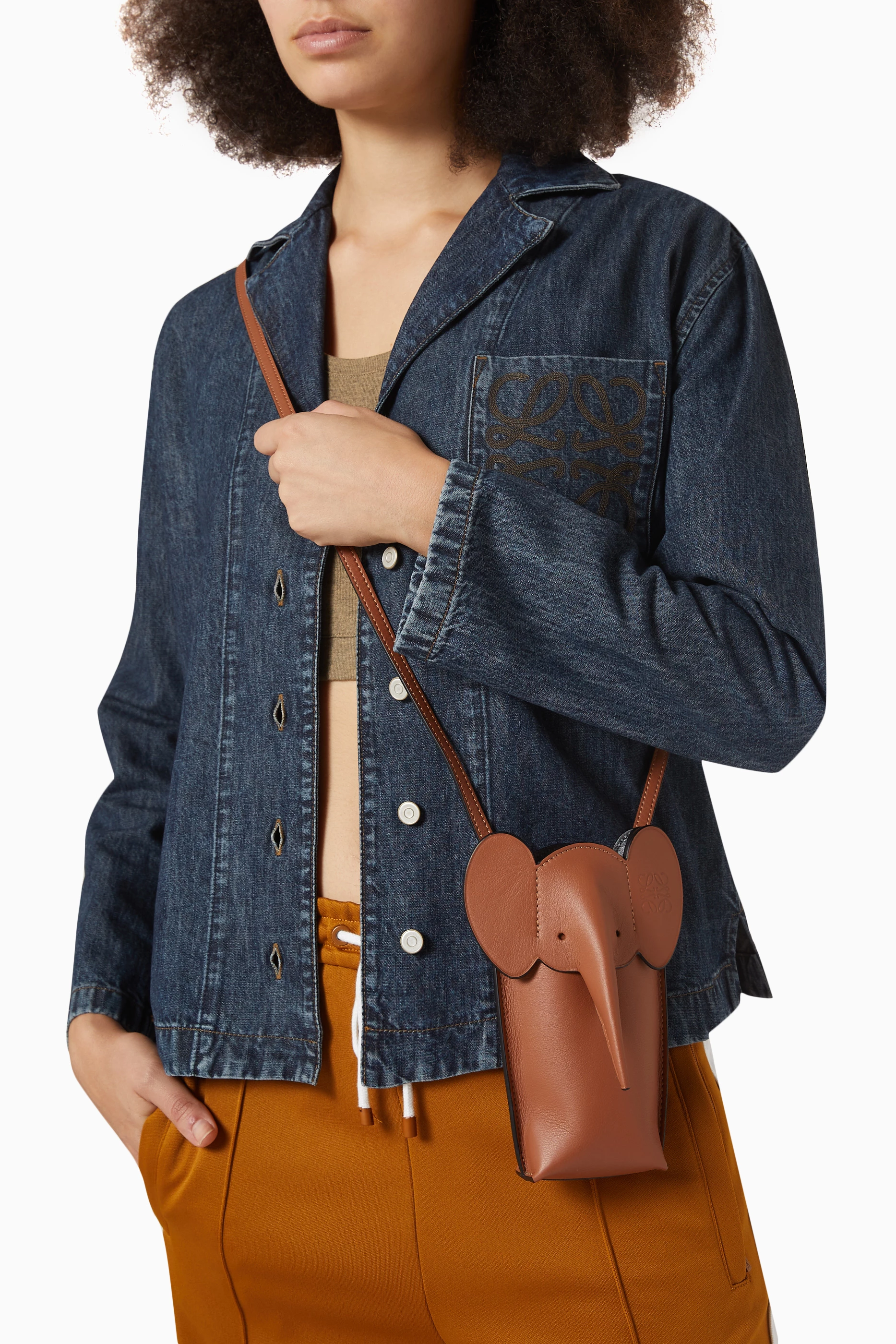 Buy LOEWE Brown Elephant Pocket Bag in Classic Calfskin For Women