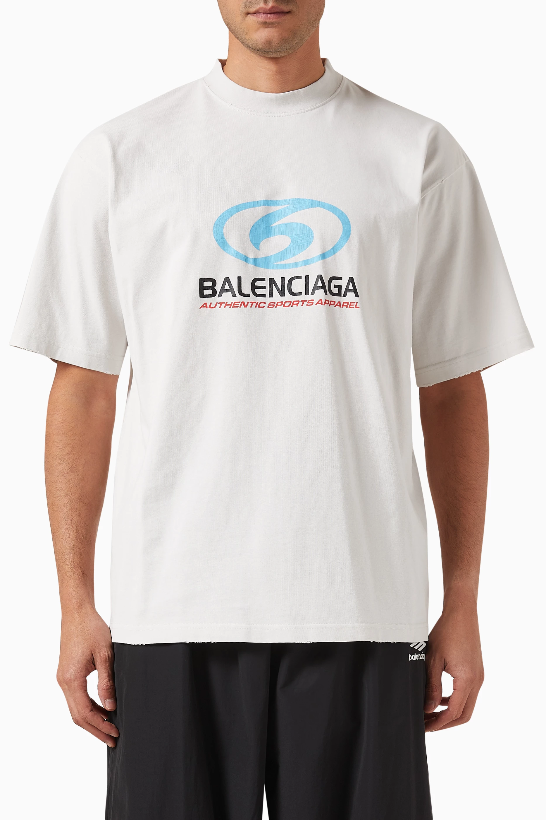 関税込【BALENCIAGA】Surfer Vintage コットンTシャツ BALENCIAGA - Surfer Cracked Vintage Cotton T-shirt Balenciaga