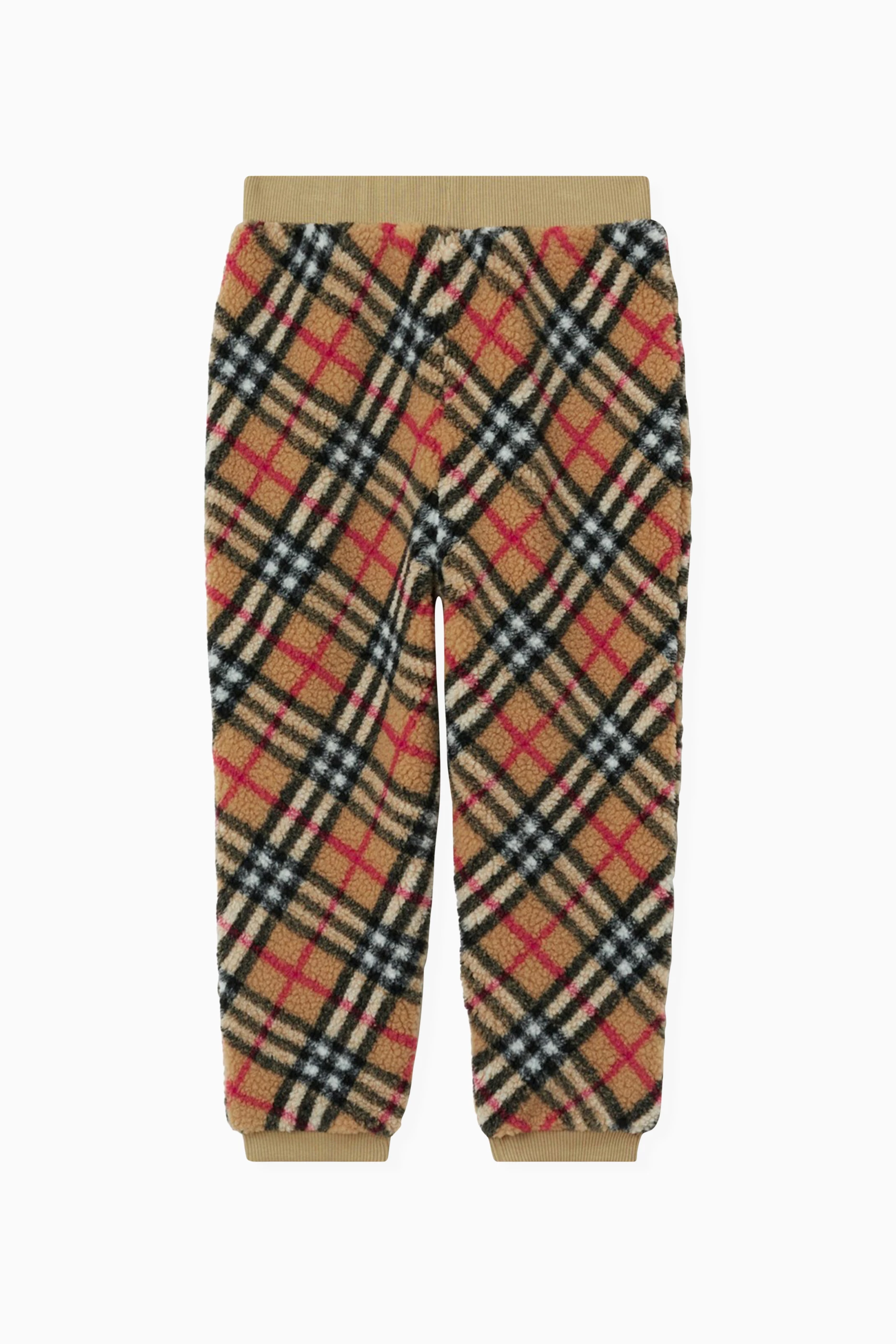 Buy Burberry Neutral Check Print Track Pants in Fleece For Boys Online Ounass UAE