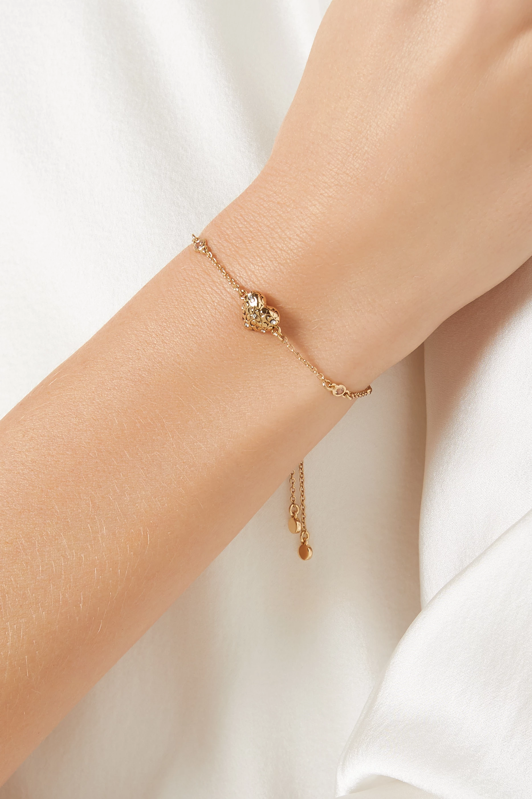 Coach Gold Tone Signature Heart Slider Bracelet Heart Cluster Slider Bracelet main image 4