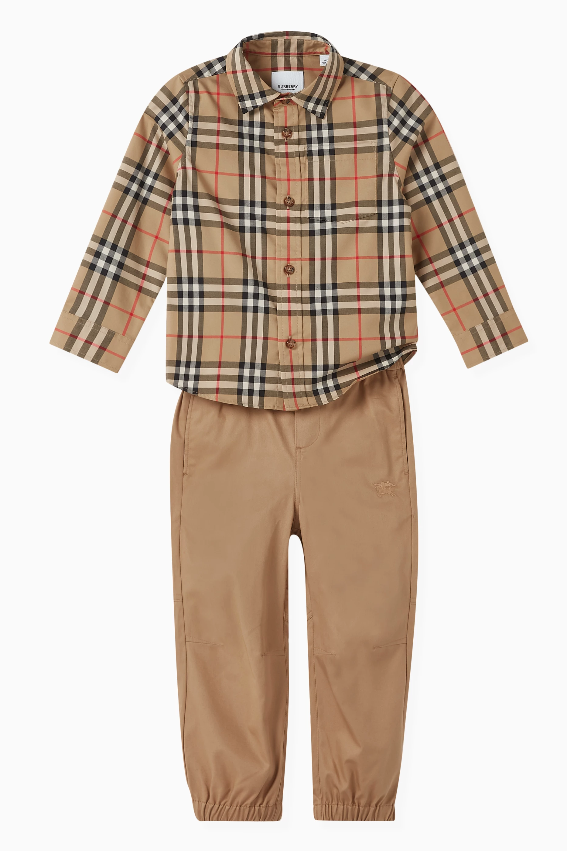 Buy Burberry Neutral Check print Shirt in Cotton For Boys Online Ounass UAE