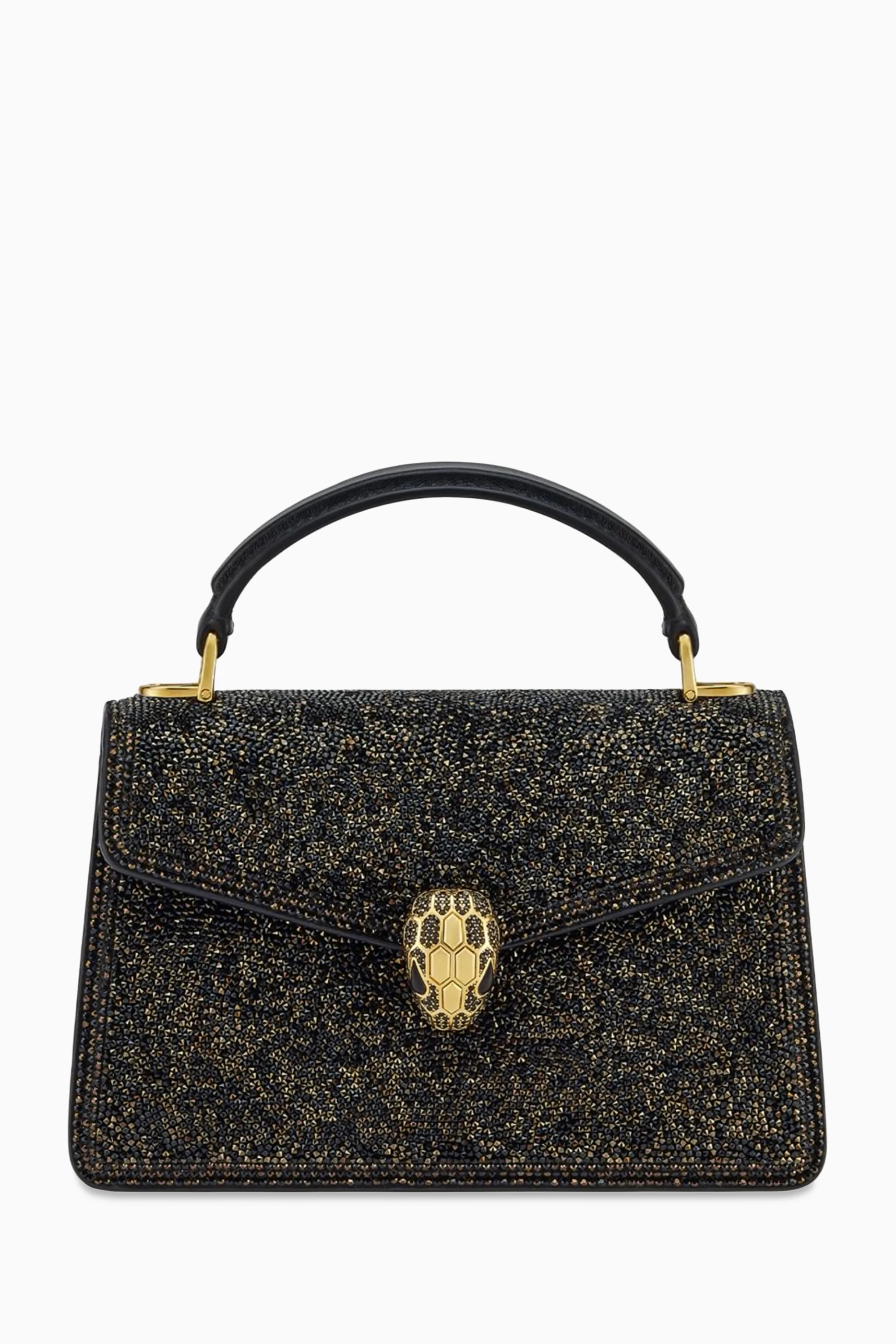 Buy BVLGARI Black Serpenti Forever Mini Top-handle Bag in Crystal