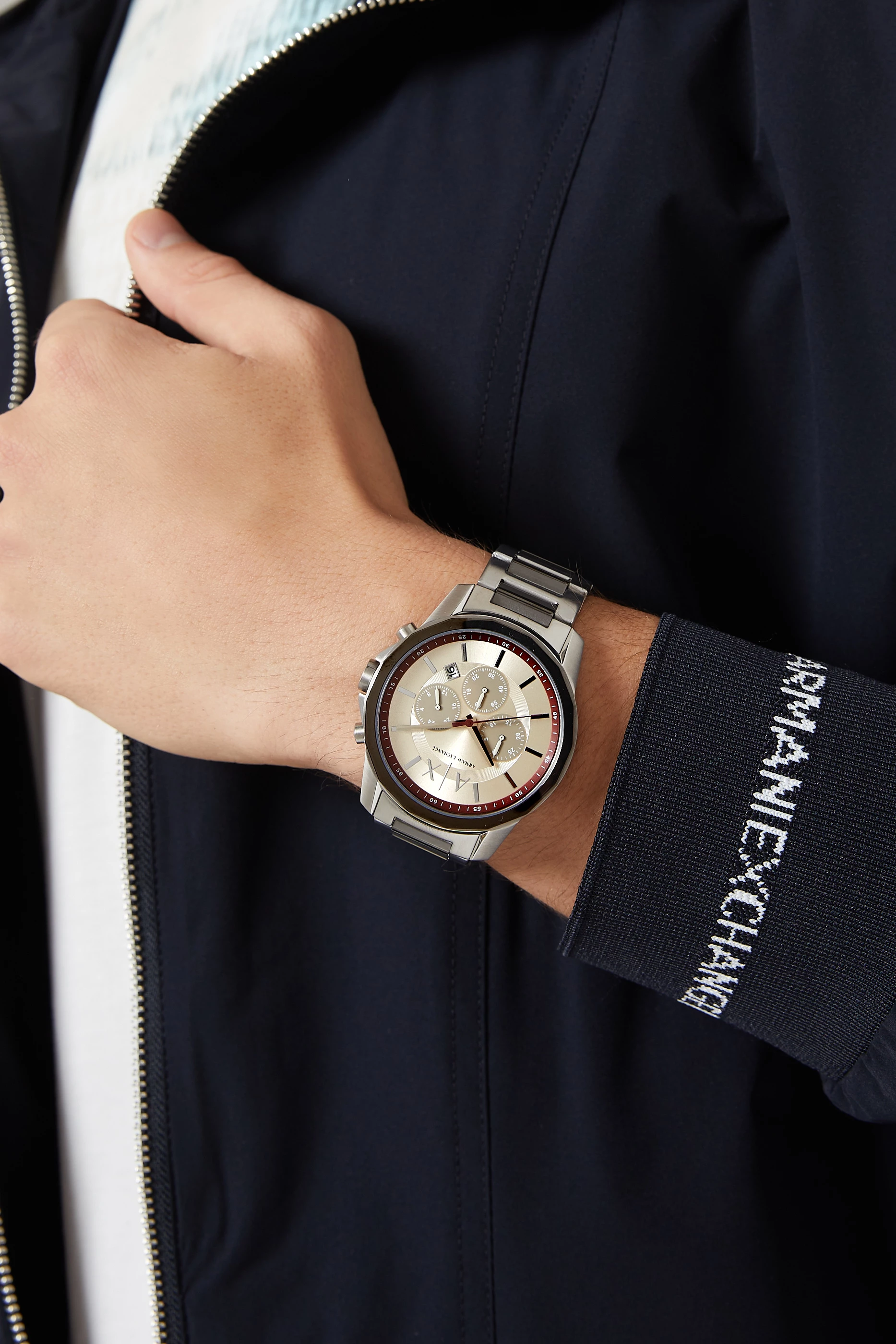 Buy Armani Exchange Silver Banks Chrono Watch 44mm For Men Online Ounass UAE
