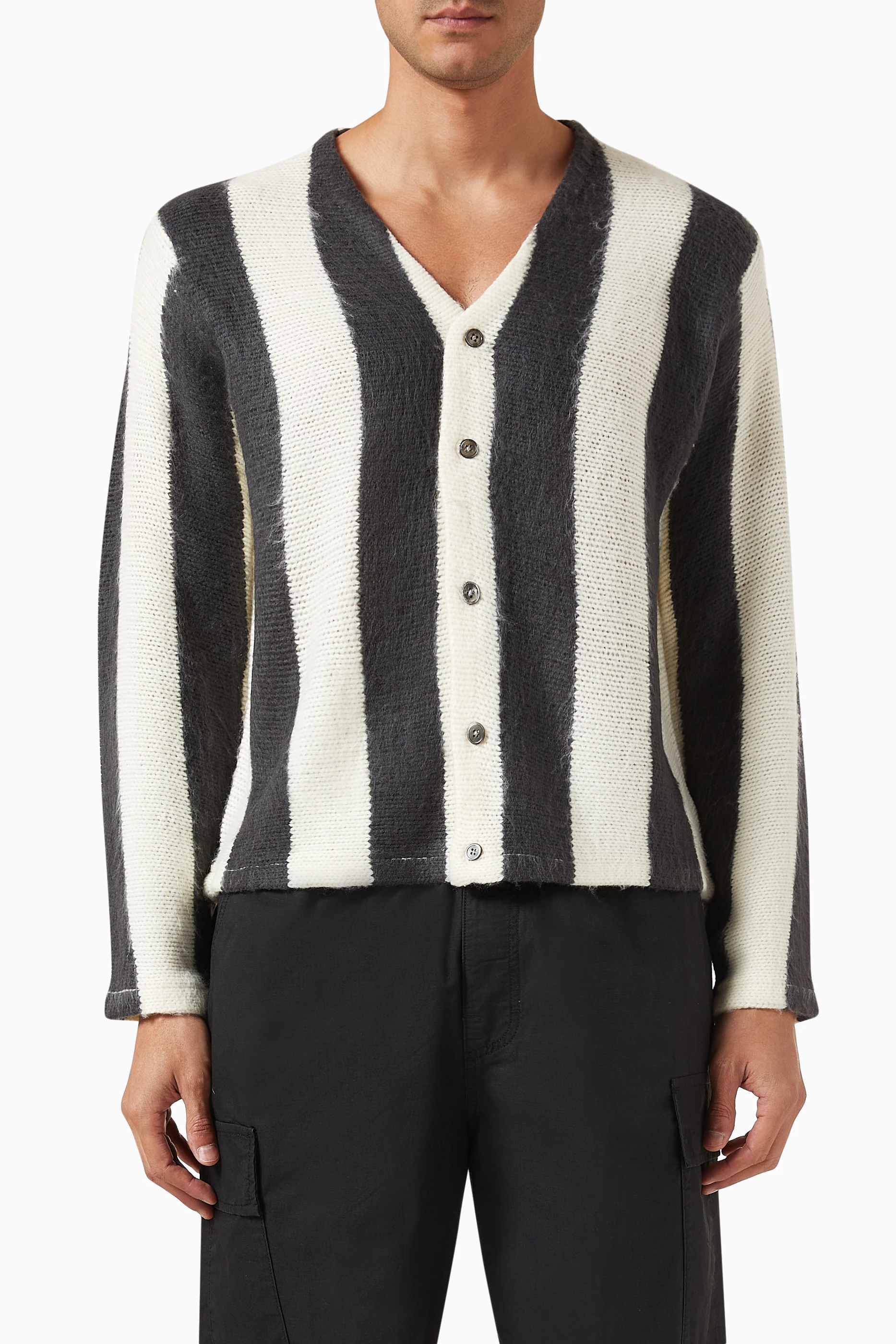 Buy Stussy Multicolour Stripe Brushed Cardigan in Acrylic knit For Men Online Ounass UAE