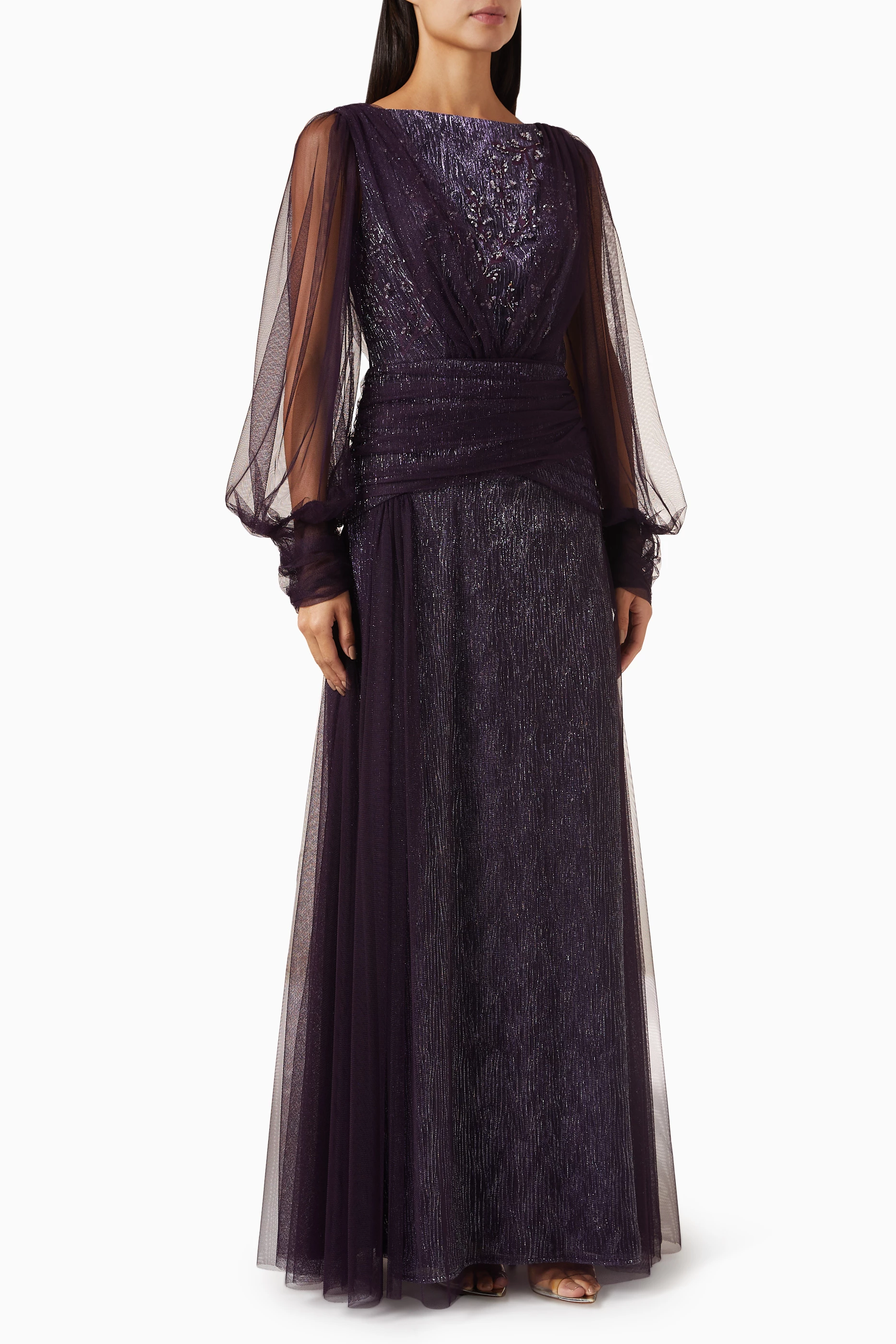 Embellished tulle maxi dress hotsell