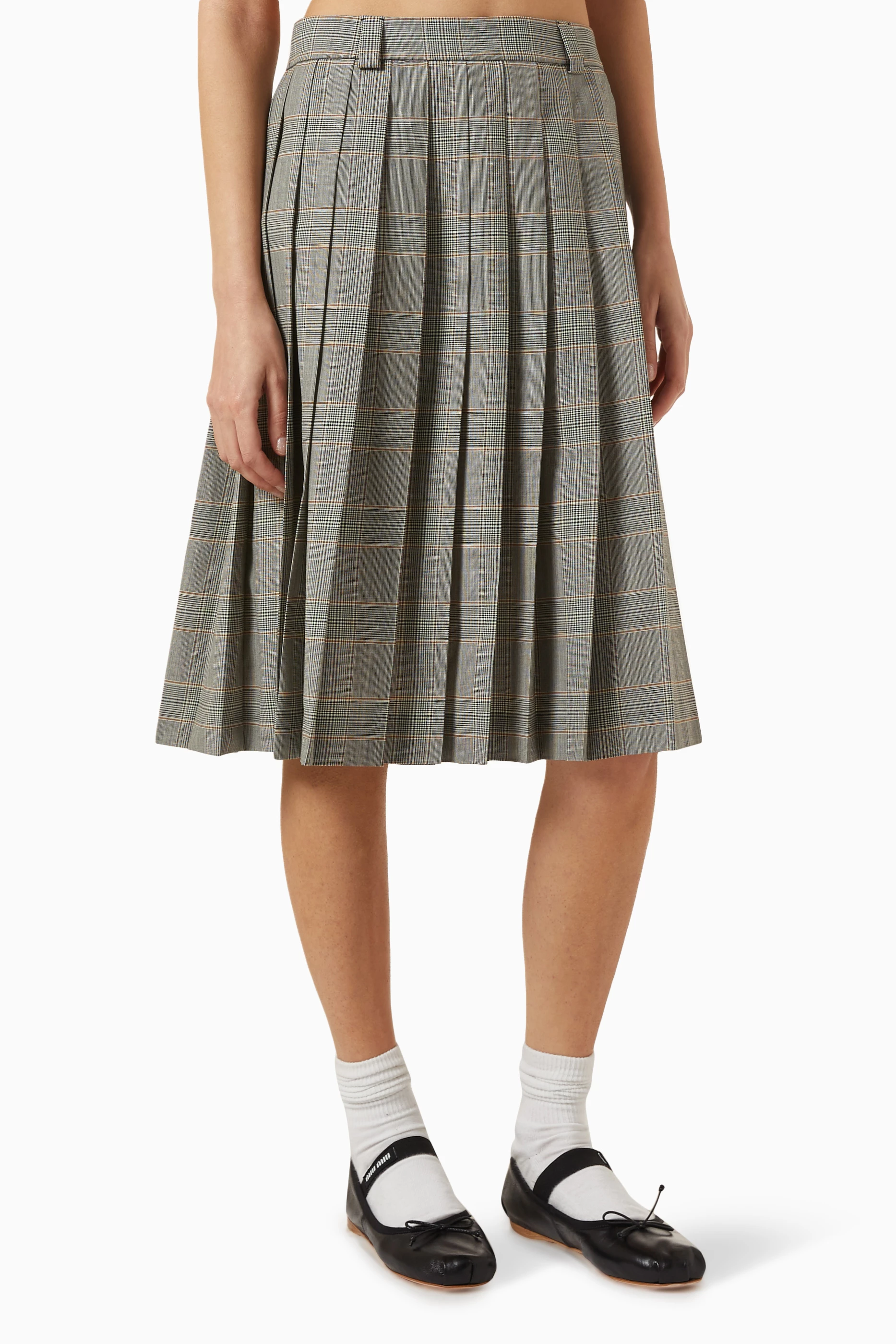 スカート MiuMiu | Prince of Wales check pleated skirt Miu Miu Prince-Of-Wales Check Mini Skirt | Grey | FARFETCH PL