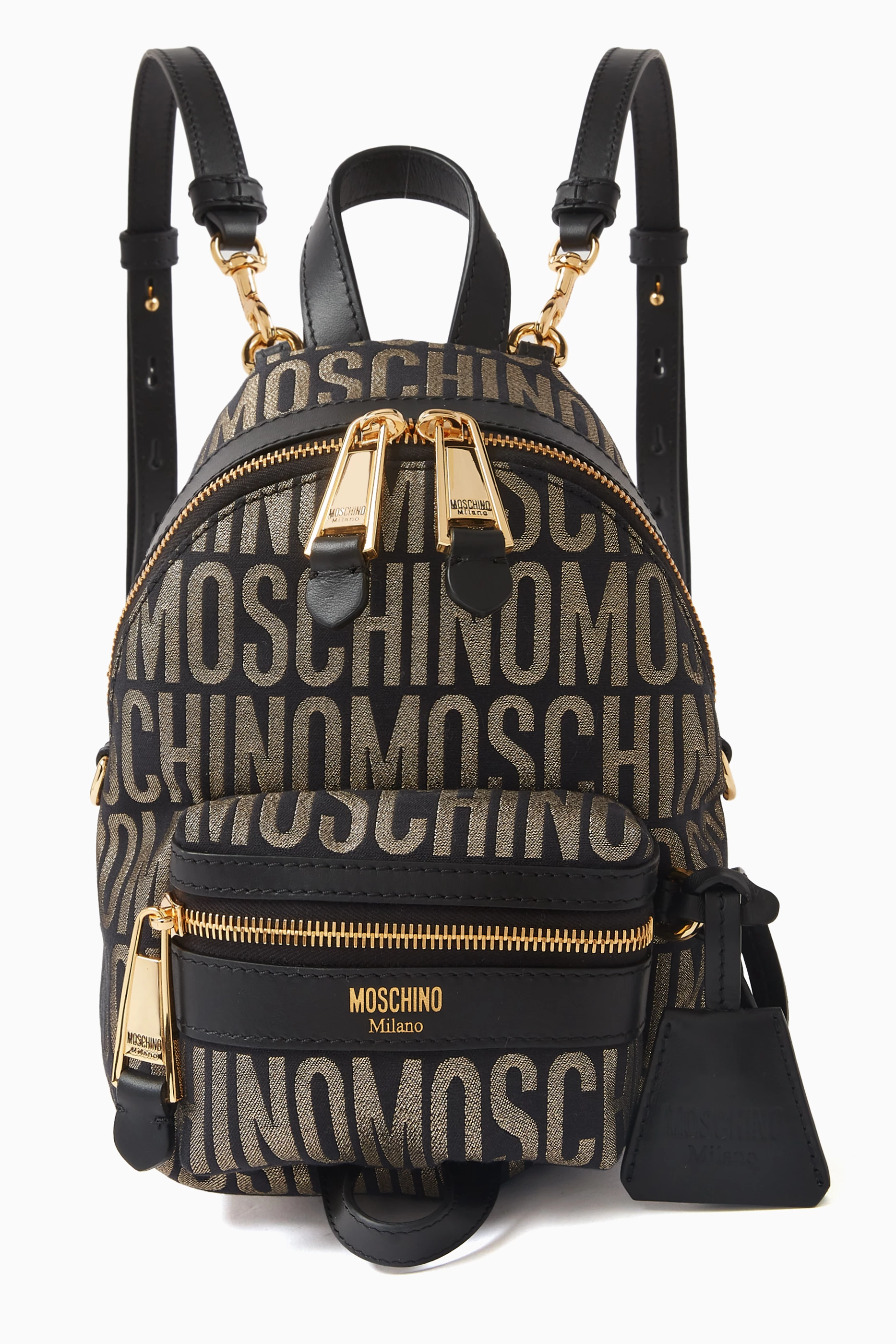 Buy Moschino Black Small Logo Jacquard Backpack in Nylon For Women Online Ounass UAE